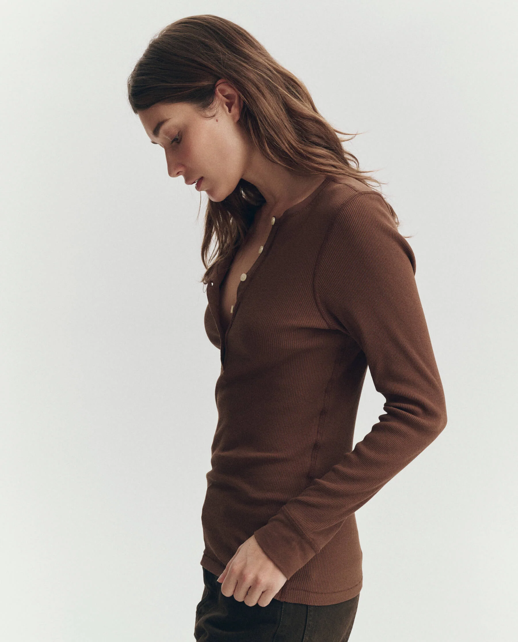 The Baby Rib Henley. -- Chocolate - Image 3