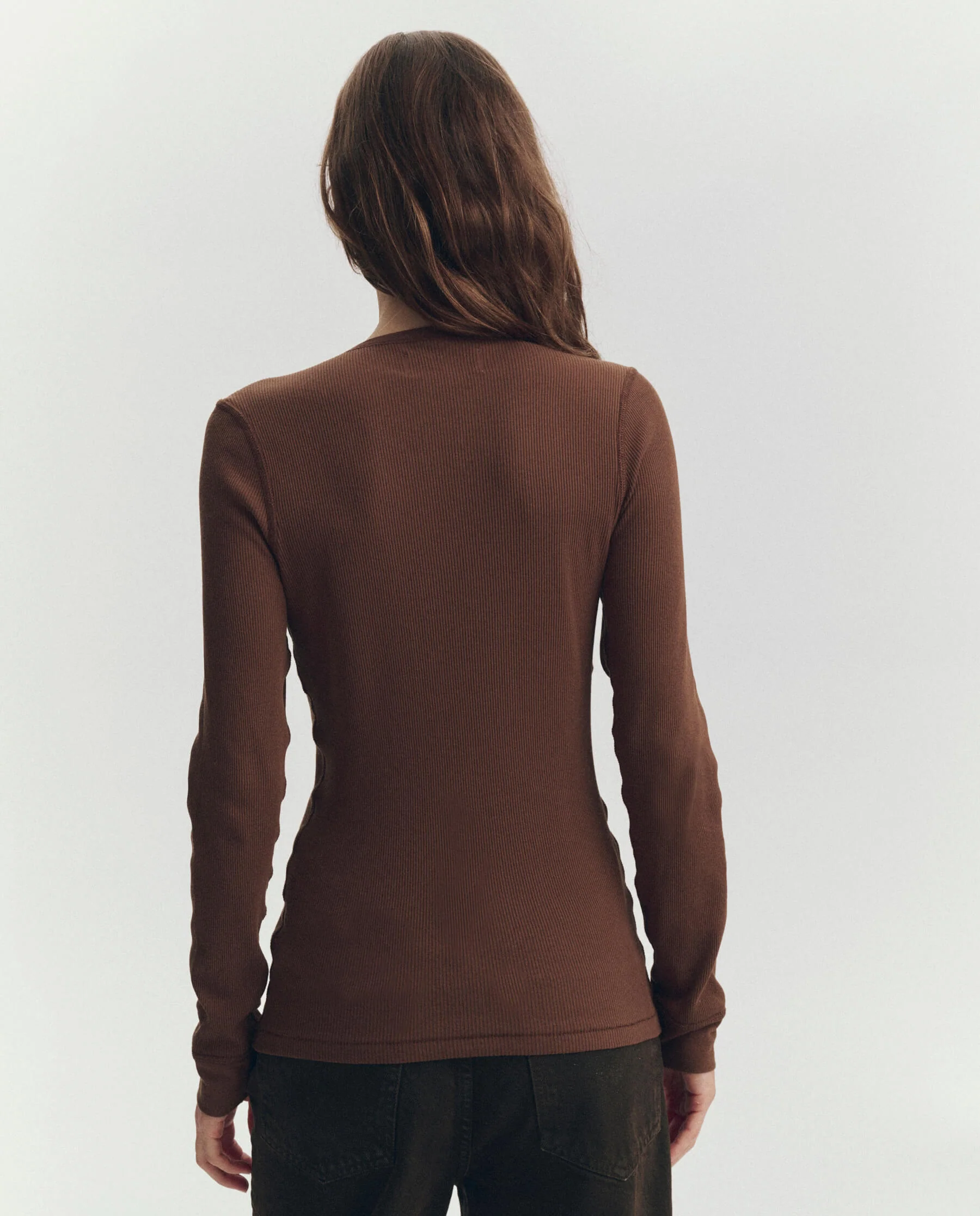 The Baby Rib Henley. -- Chocolate - Image 4