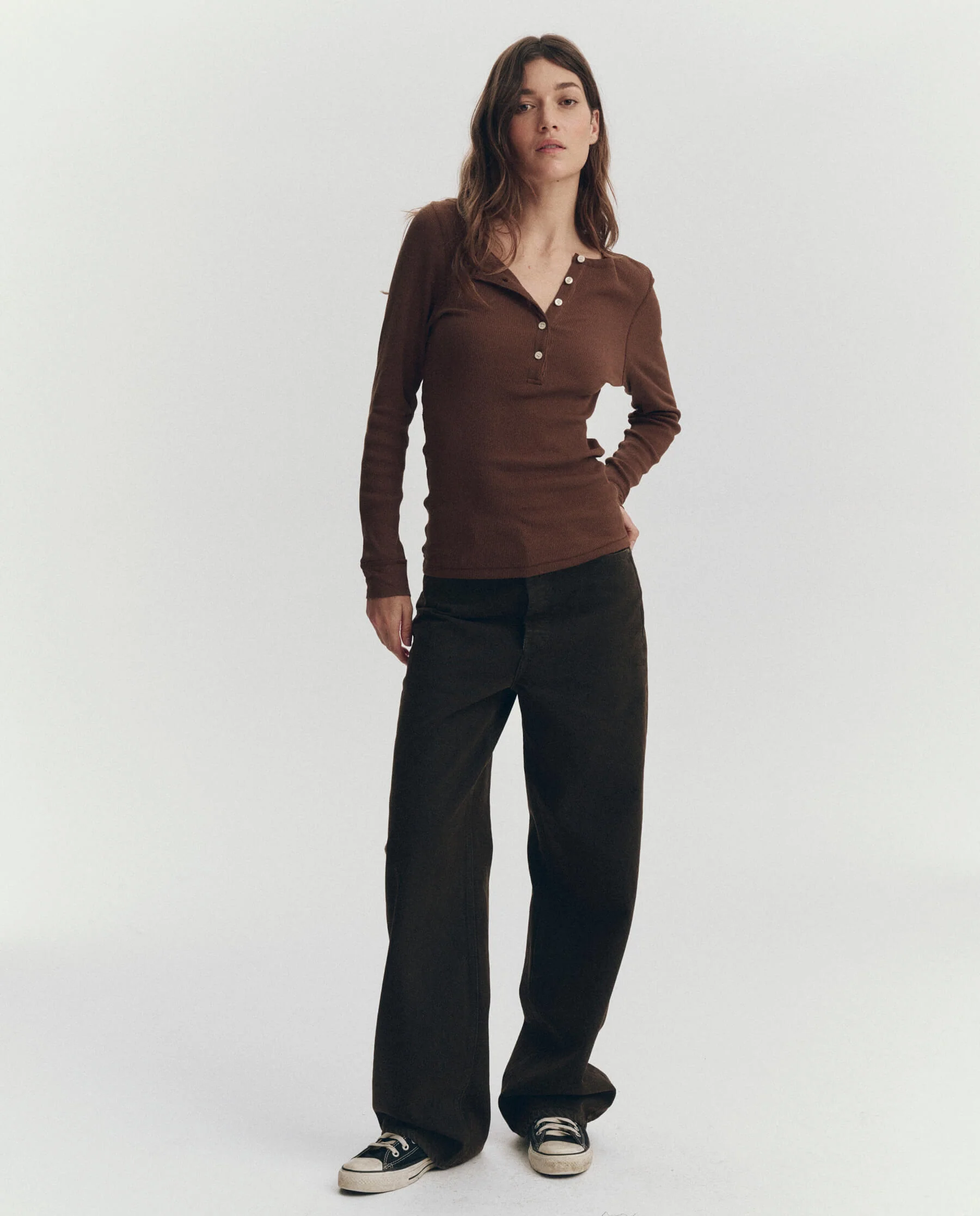 The Baby Rib Henley. -- Chocolate - Image 5