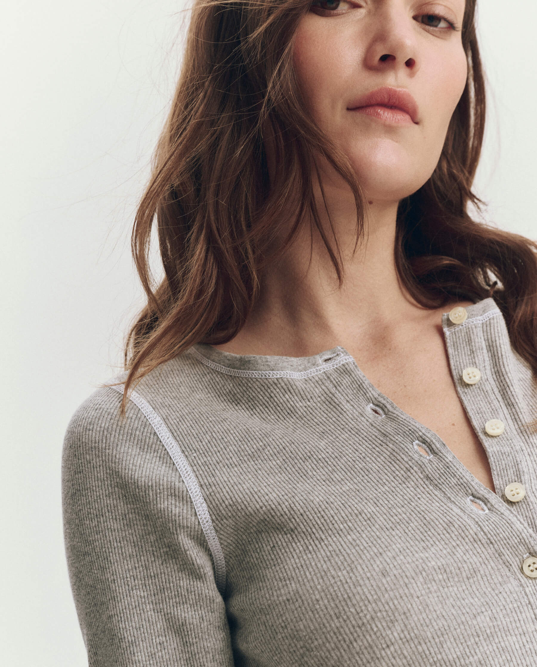 The Baby Rib Henley. -- Heather Grey - Image 5