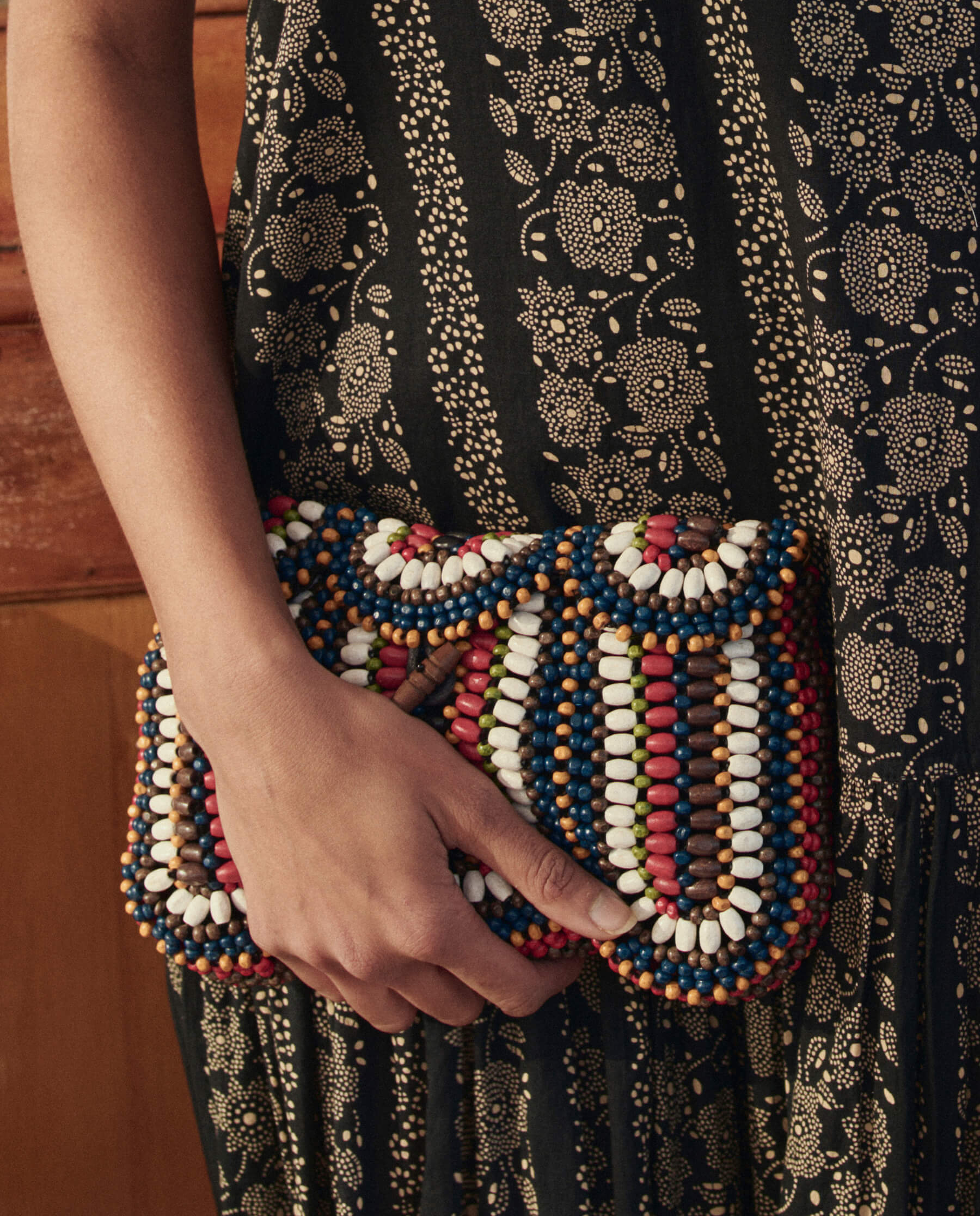 The Beaded Clutch. -- Cabana Stripe