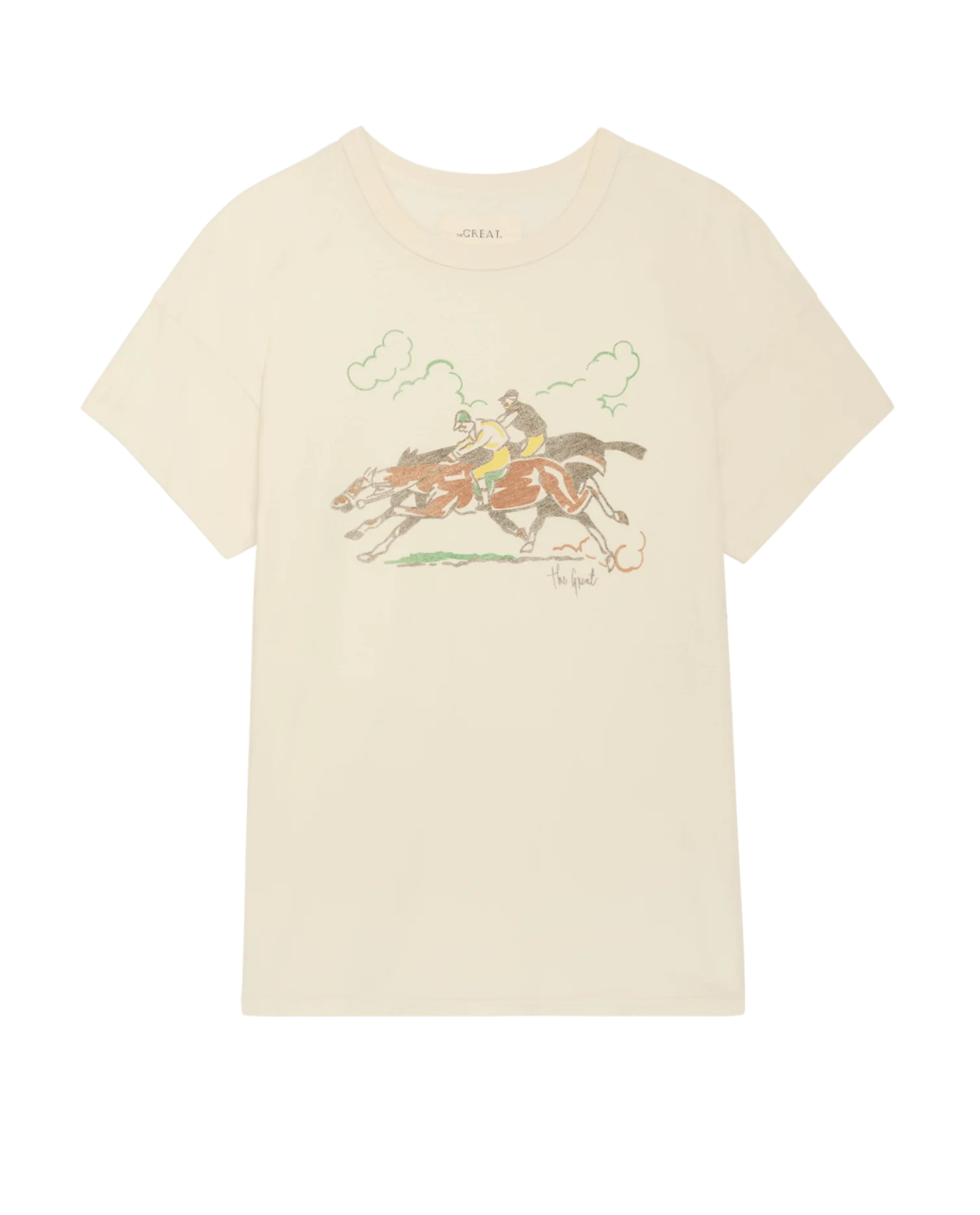 The Boxy Crew w/ Derby Graphic. -- Washed White - Image 6