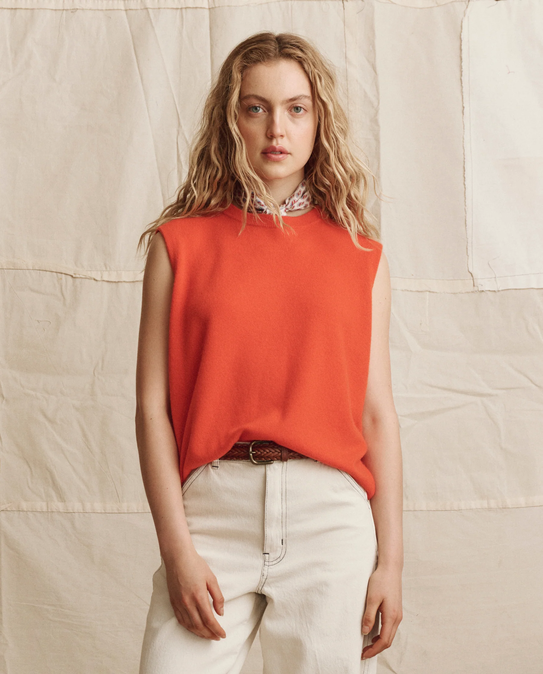 The Cashmere Pullover Vest. -- Hot Orange - Image 2