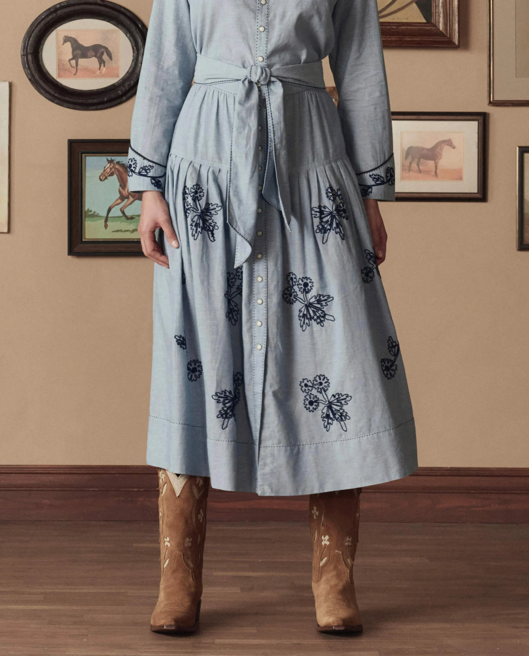 The Chambray Embroidered Highland Skirt. -- Chambray - Image 3