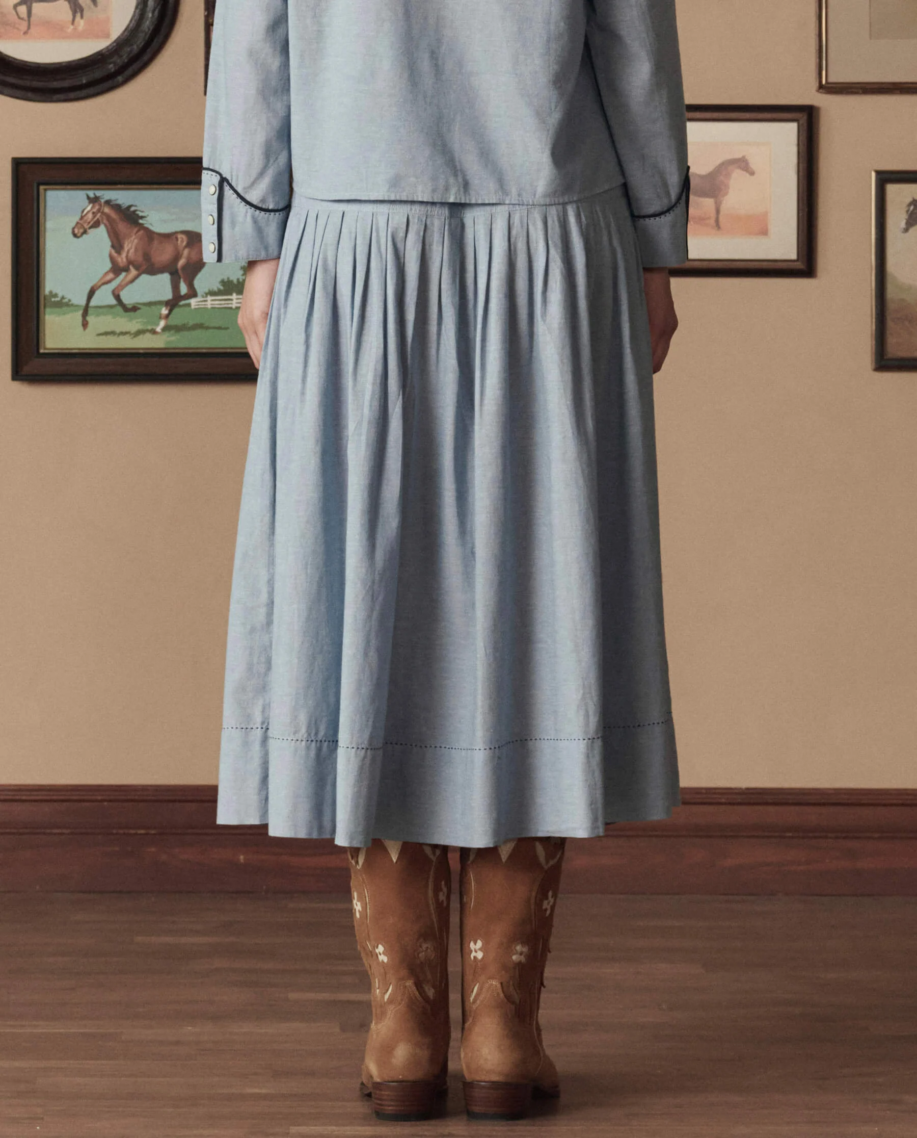 The Chambray Embroidered Highland Skirt. -- Chambray - Image 5