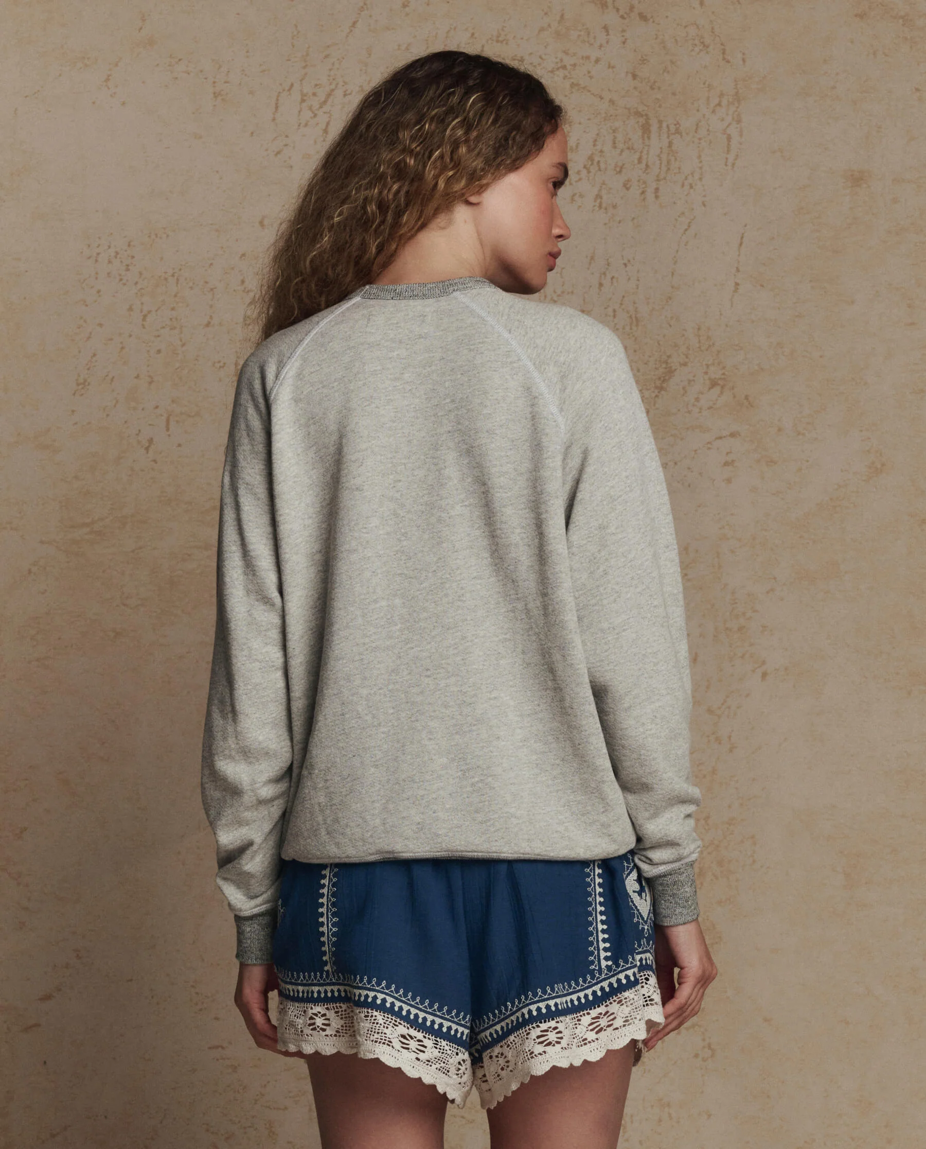 The College Sweatshirt w/ Derby Graphic. -- Soft Heather Grey - Image 4