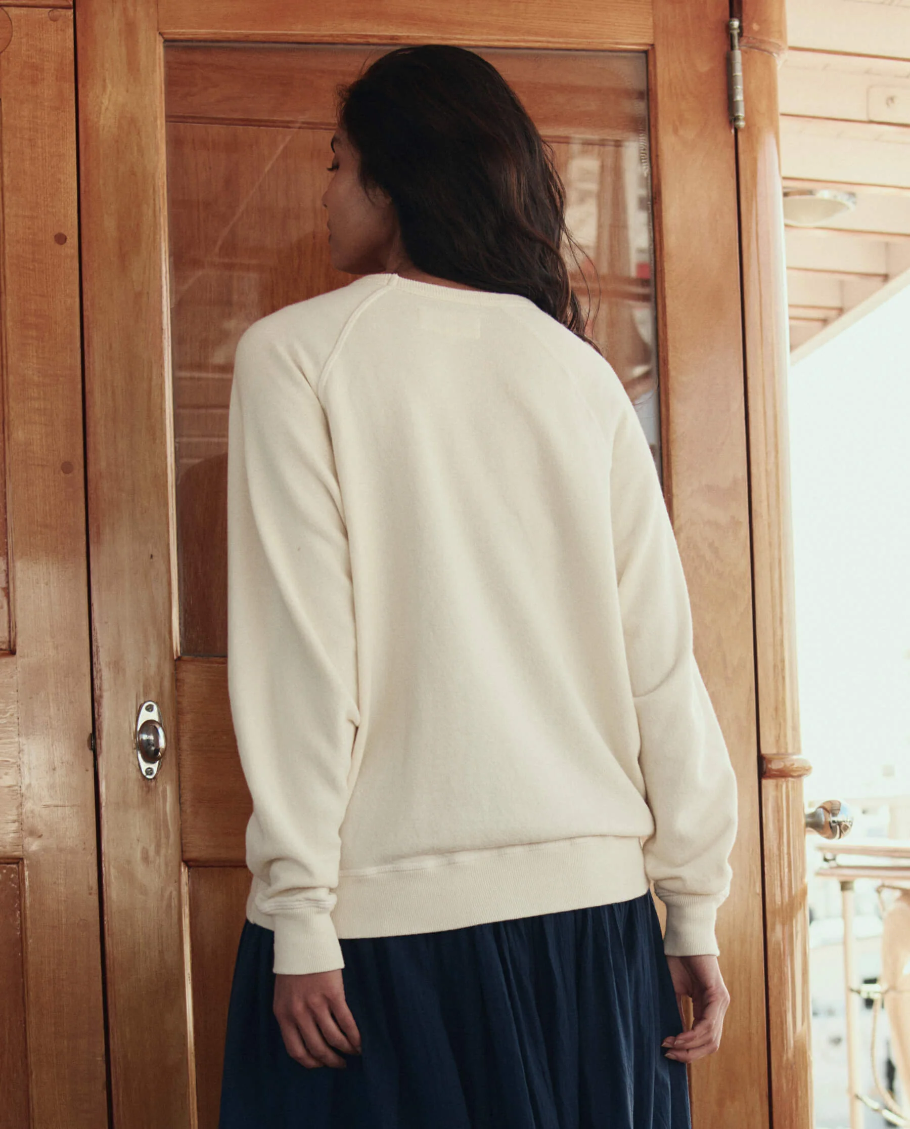 The College Sweatshirt w/ Smooth Sailin Graphic. -- Washed White - Image 4