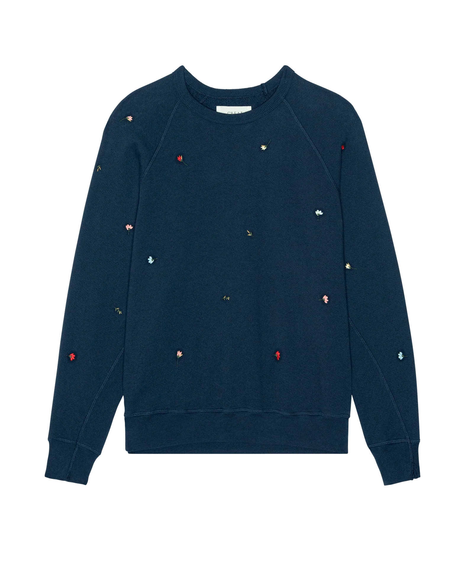 The College Sweatshirt w/ Tossed Floral Embroidery. -- Navy - Image 6