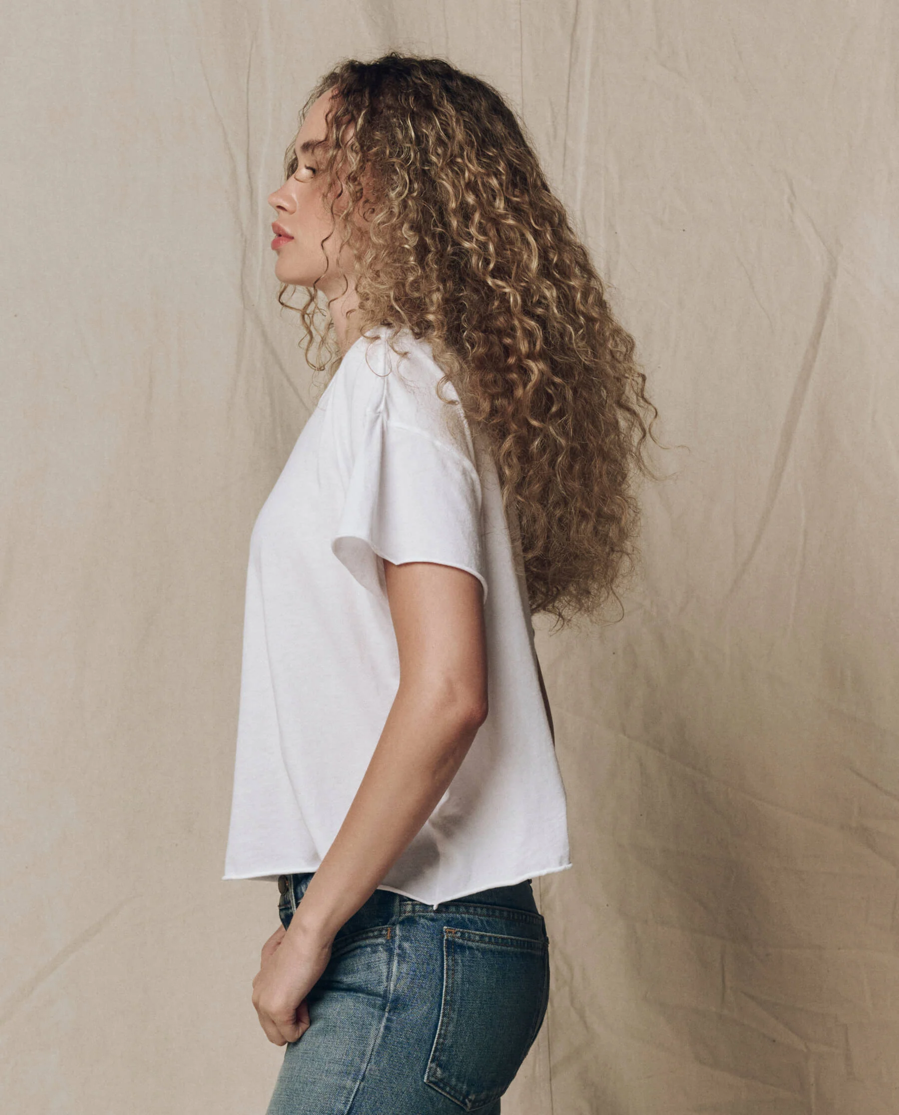 The Crop Tee. Solid -- True White - Image 3