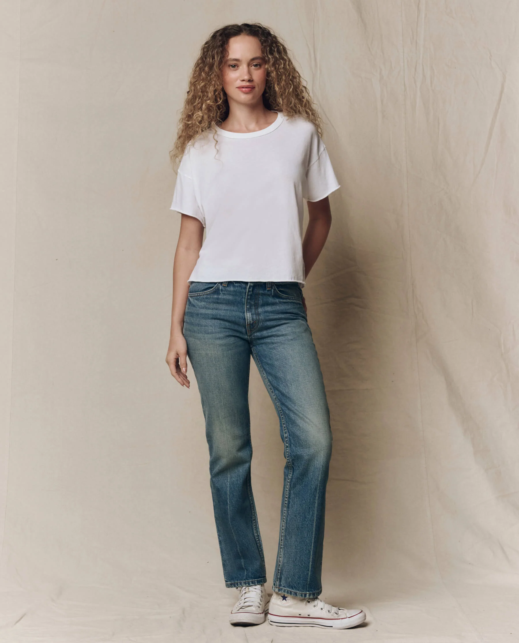 The Crop Tee. Solid -- True White - Image 5