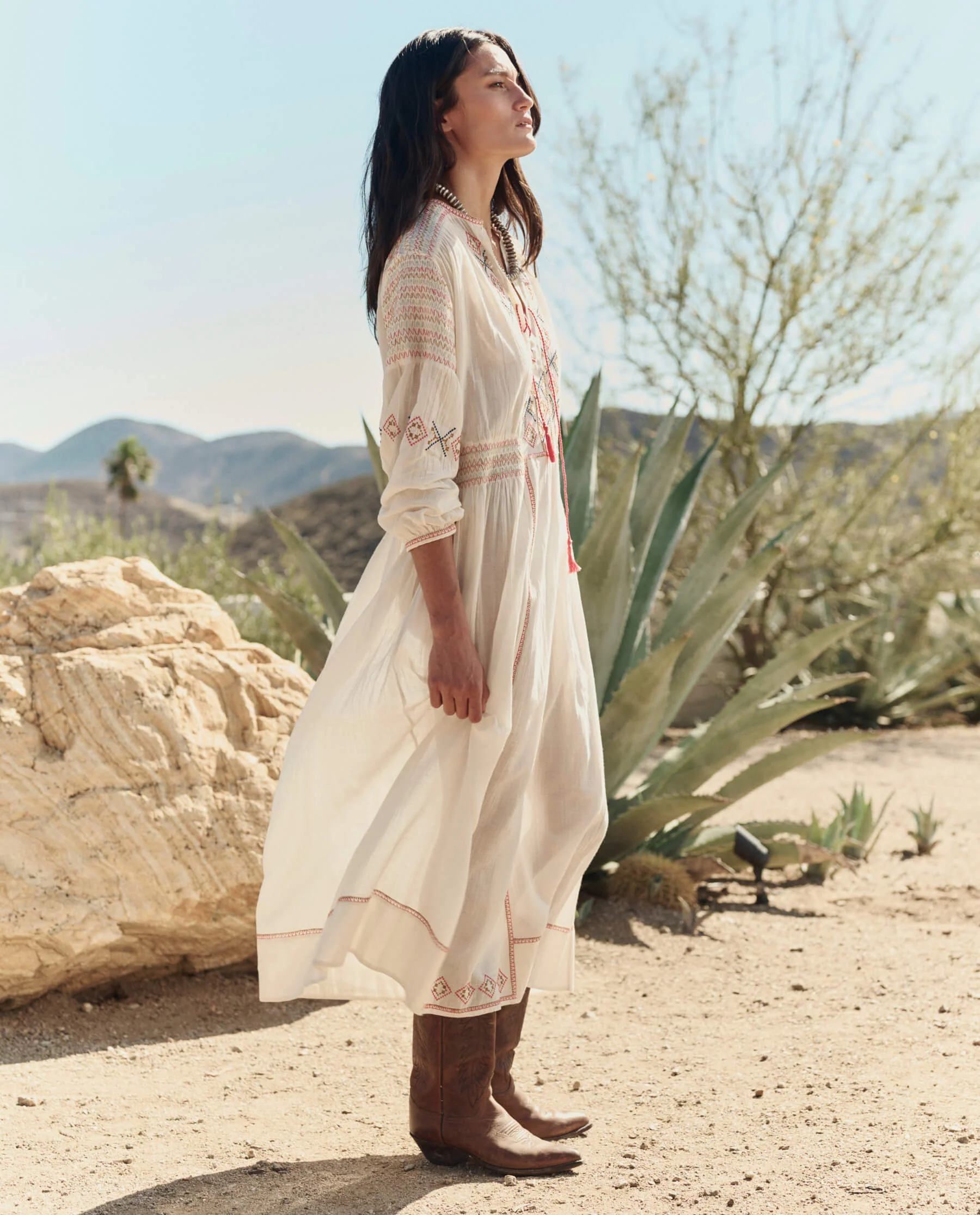 The Embroidered Locket Dress. -- Cream - Image 3