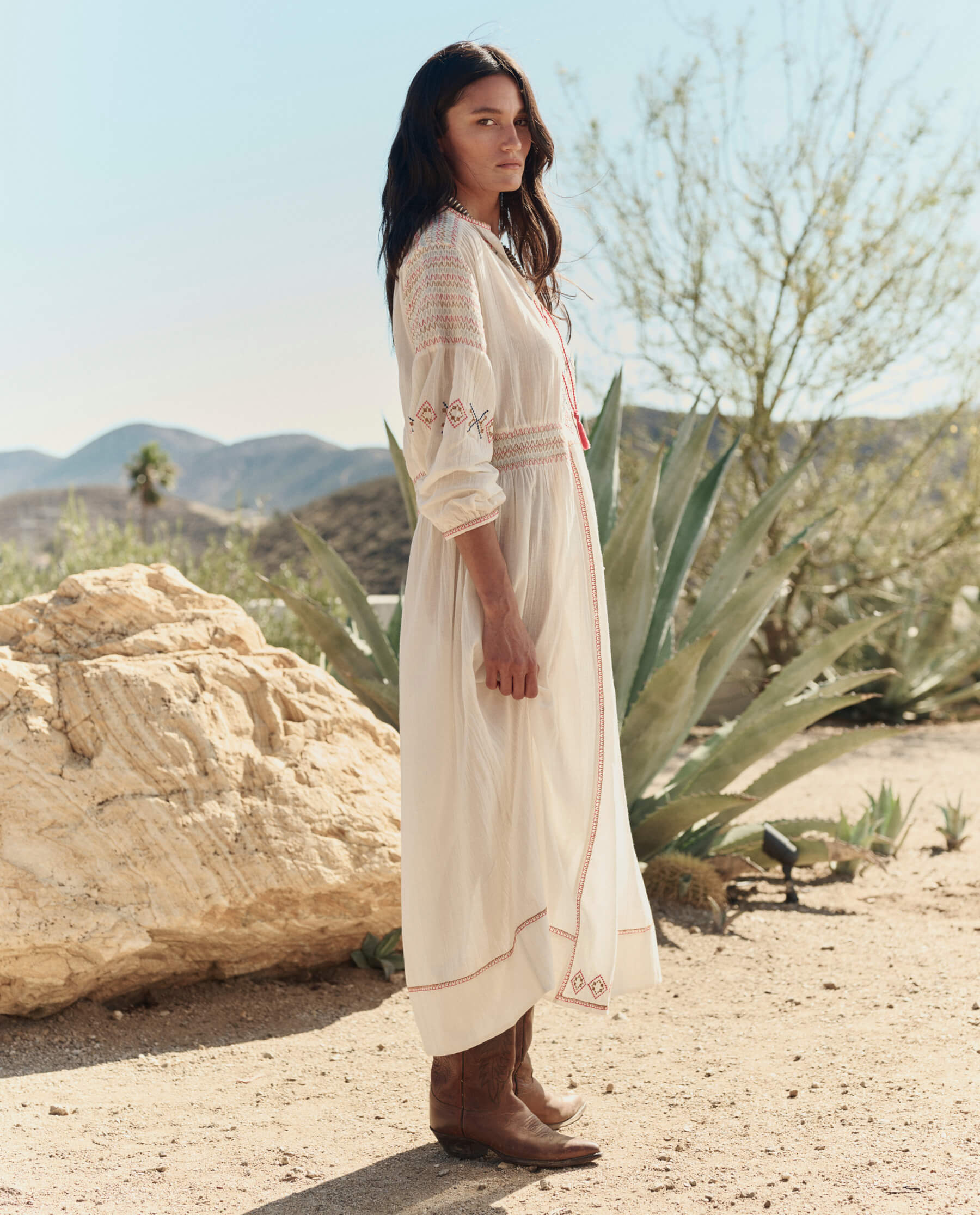 The Embroidered Locket Dress. -- Cream - Image 4