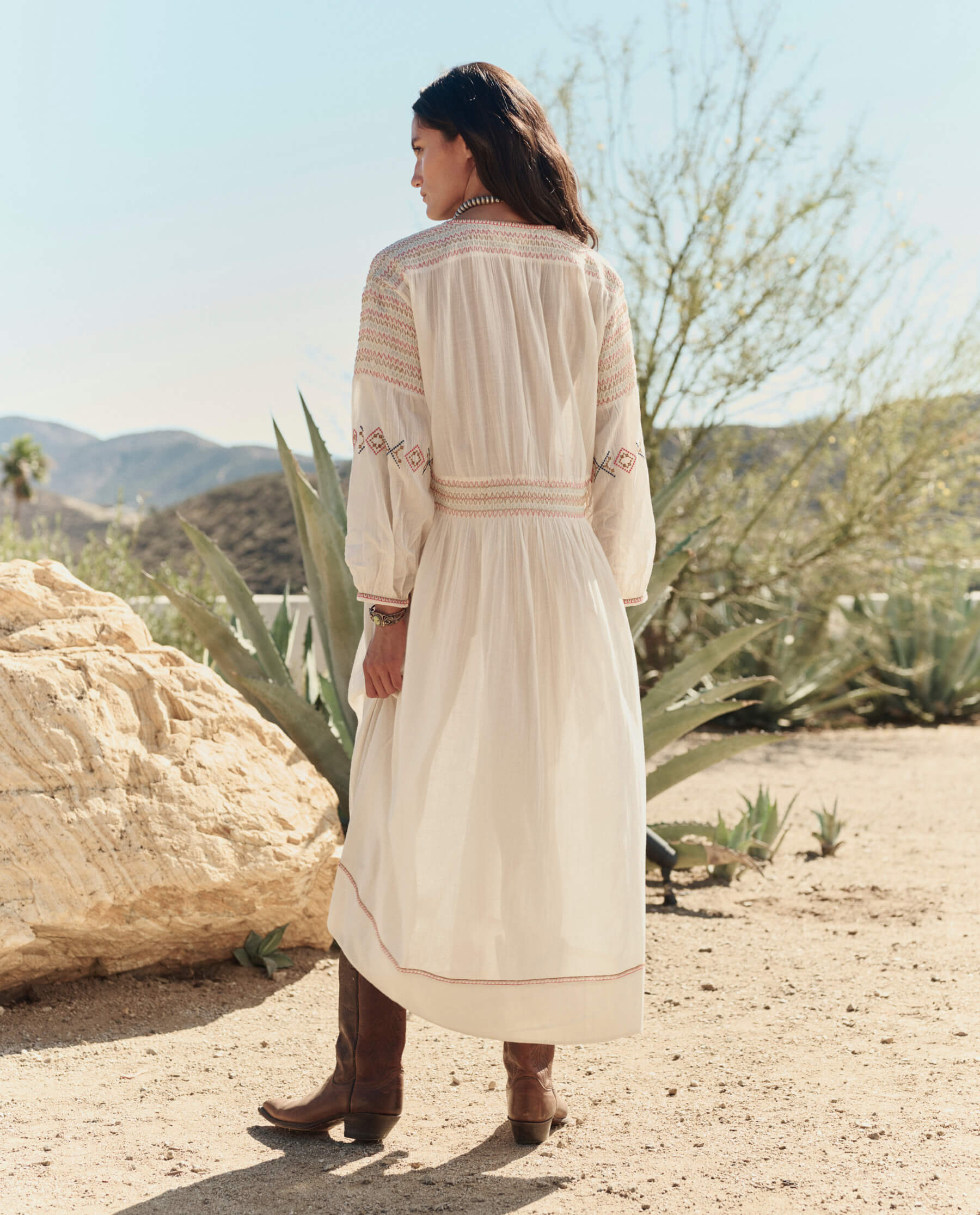 The Embroidered Locket Dress. -- Cream - Image 5