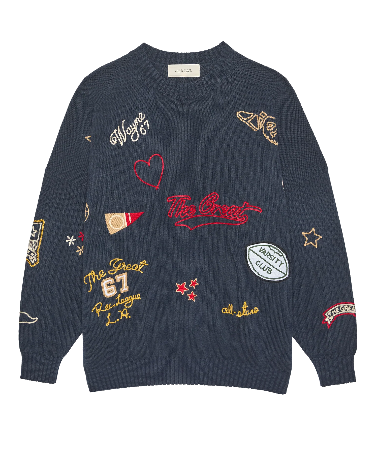 The Embroidered Oversize Crew Pullover. -- True Navy - Image 5