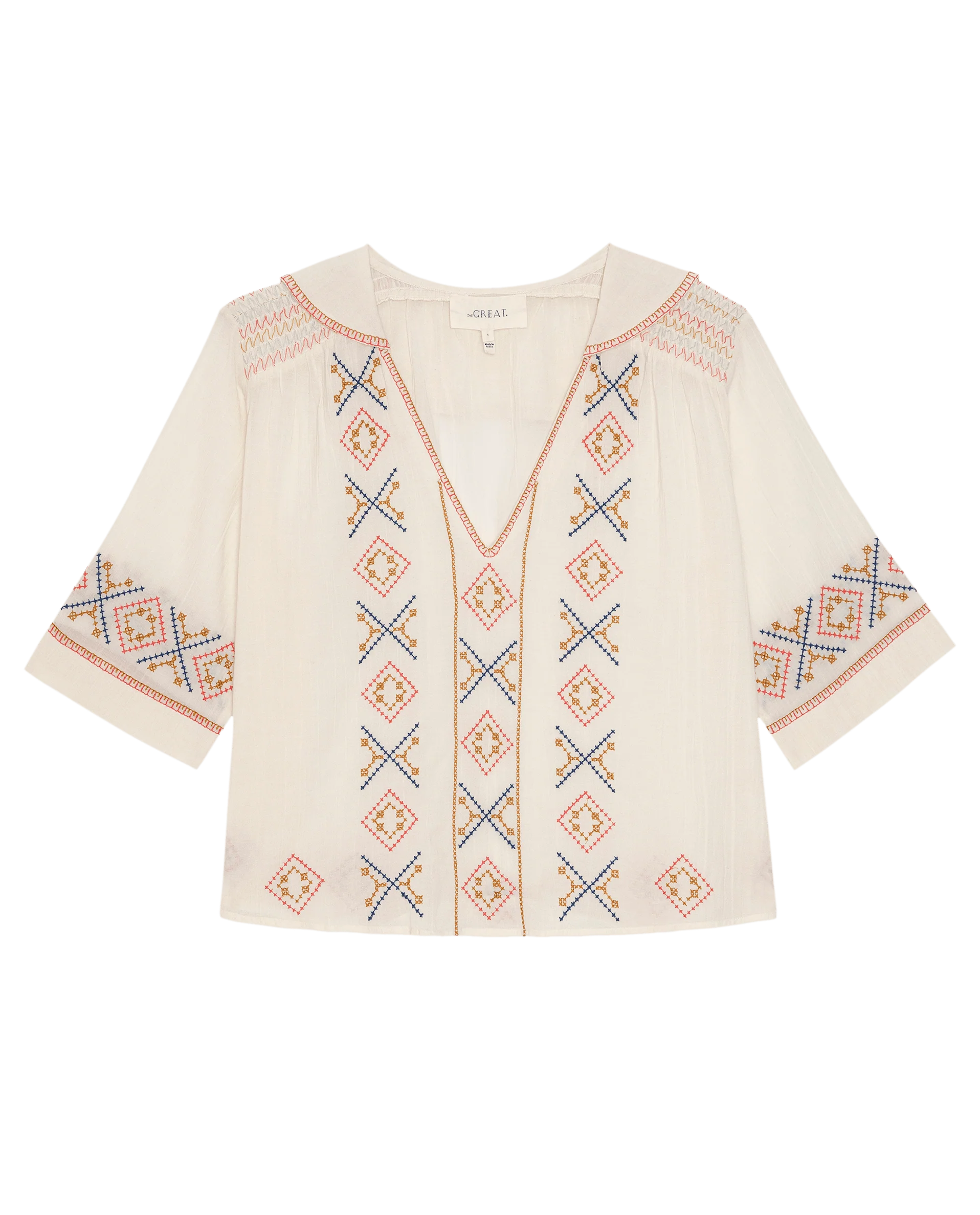 The Embroidered Vintage Sailor Top. -- Cream - Image 6