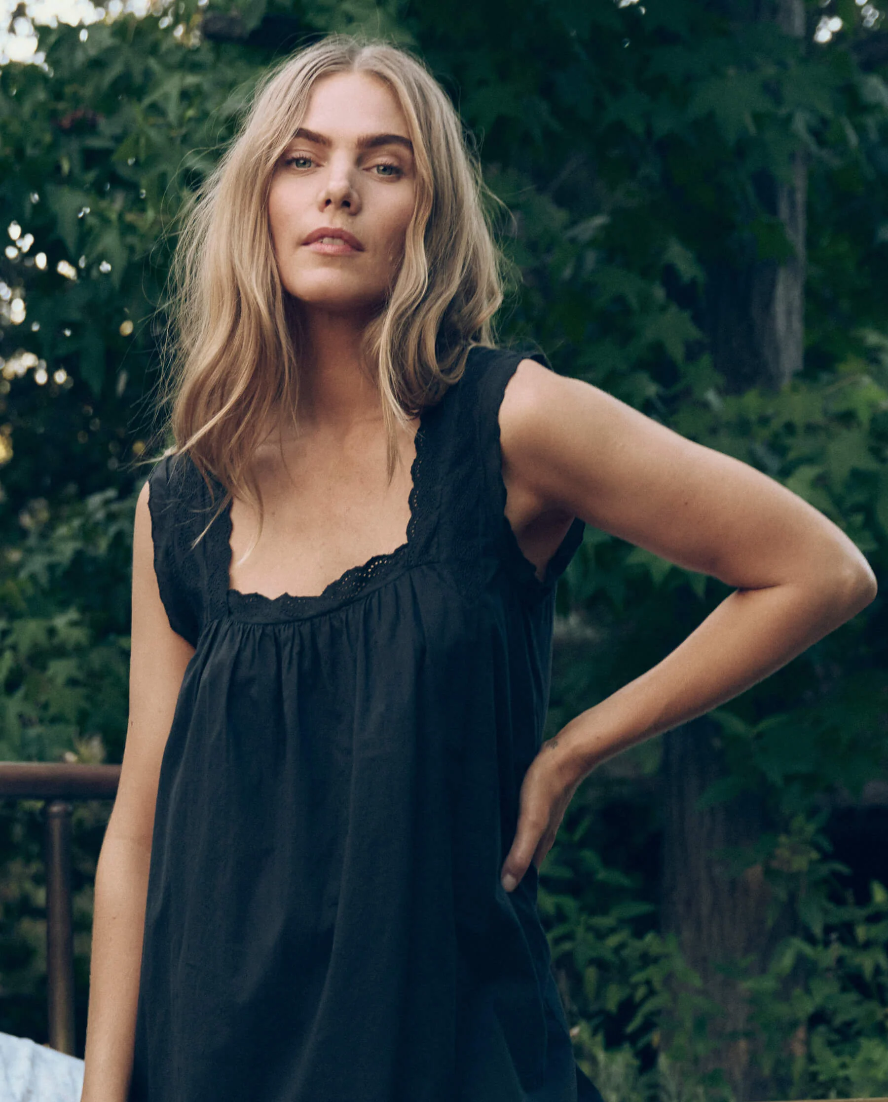 The Eyelet Mini Tank Dress. -- Black - Image 2