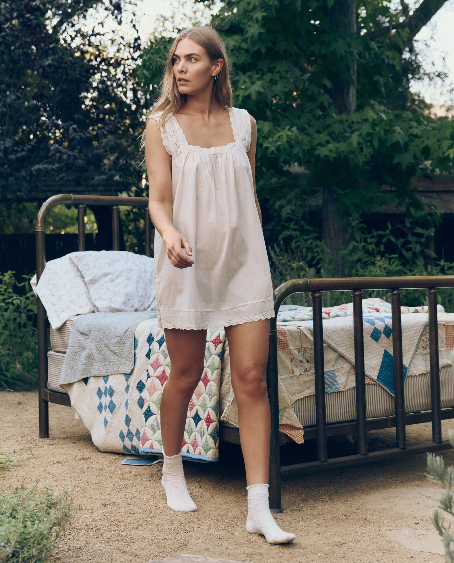 The Eyelet Mini Tank Dress. -- True White - Image 2