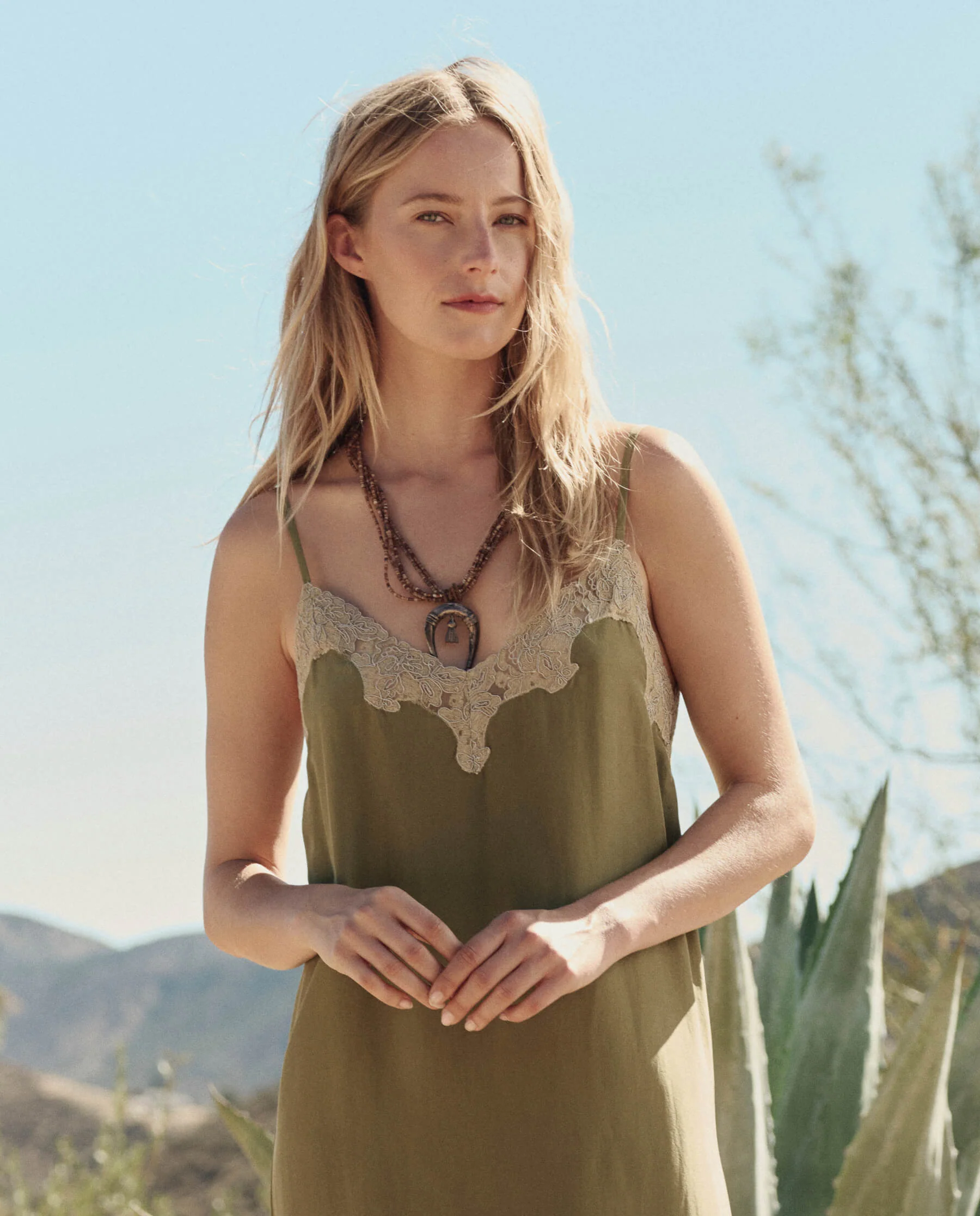 The Legacy Dress. -- Light Olive and Cream - Image 2