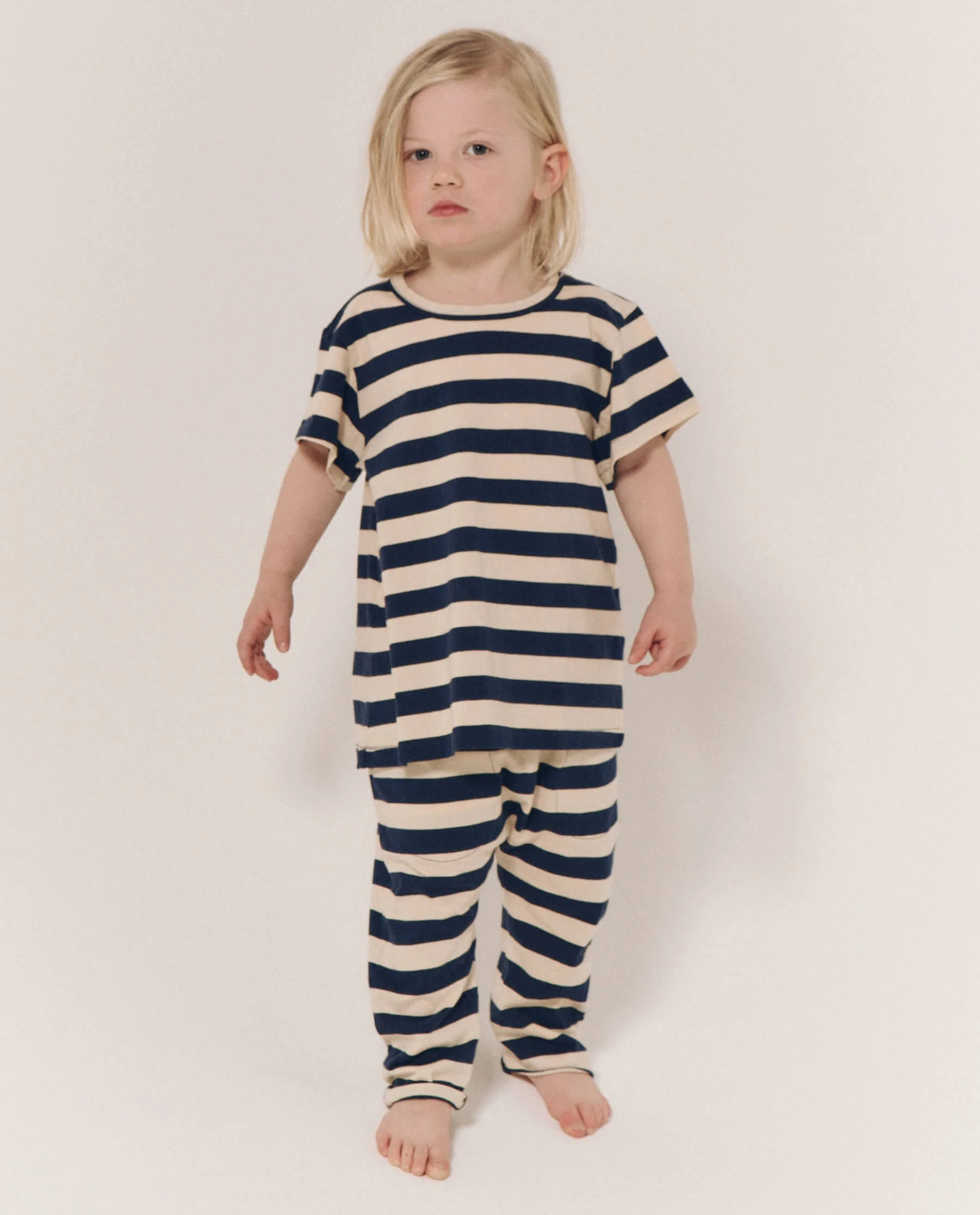 The Little Boxy Crew. Novelty -- Navy and Cream Scholar Stripe