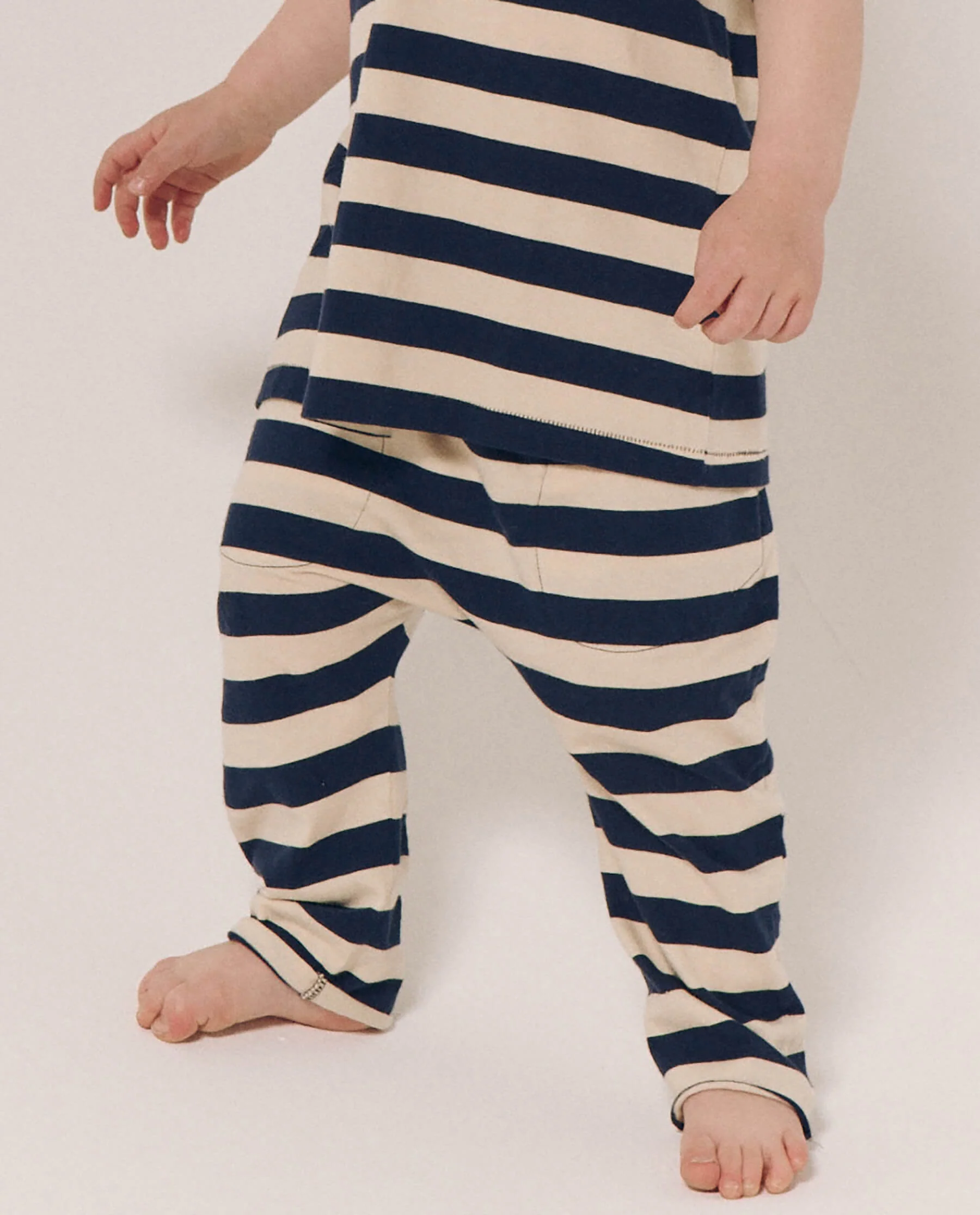 The Little Jersey Crop. Novelty -- Navy and Cream Scholar Stripe