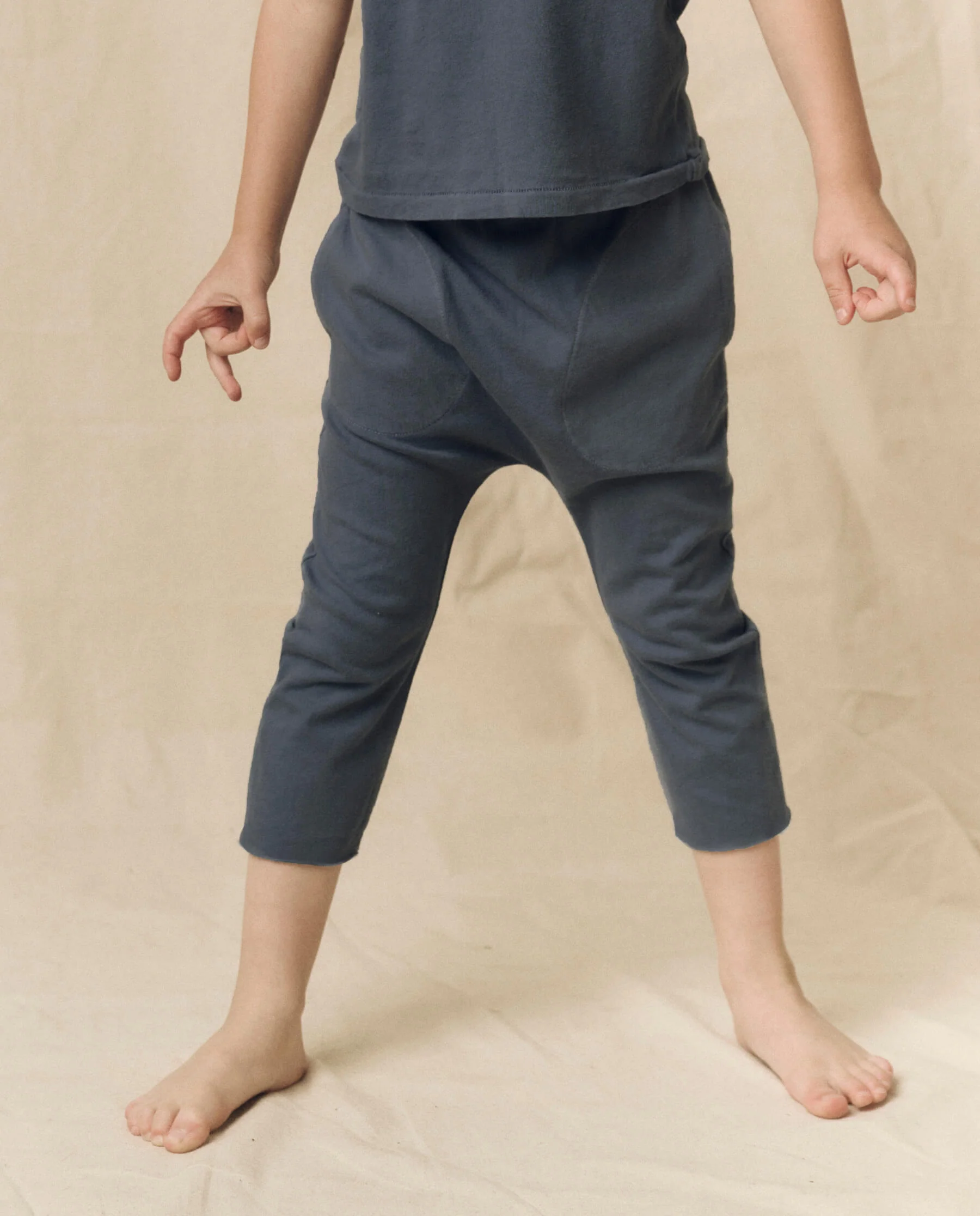 The Little Jersey Crop. Solid  -- Washed Navy - Image 2