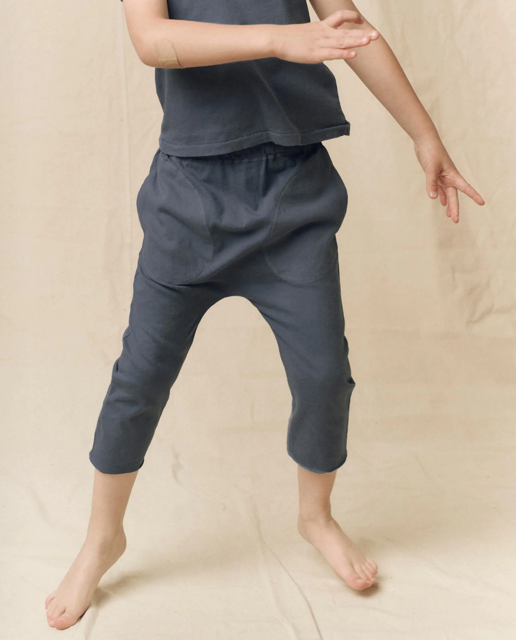 The Little Jersey Crop. Solid  -- Washed Navy - Image 3