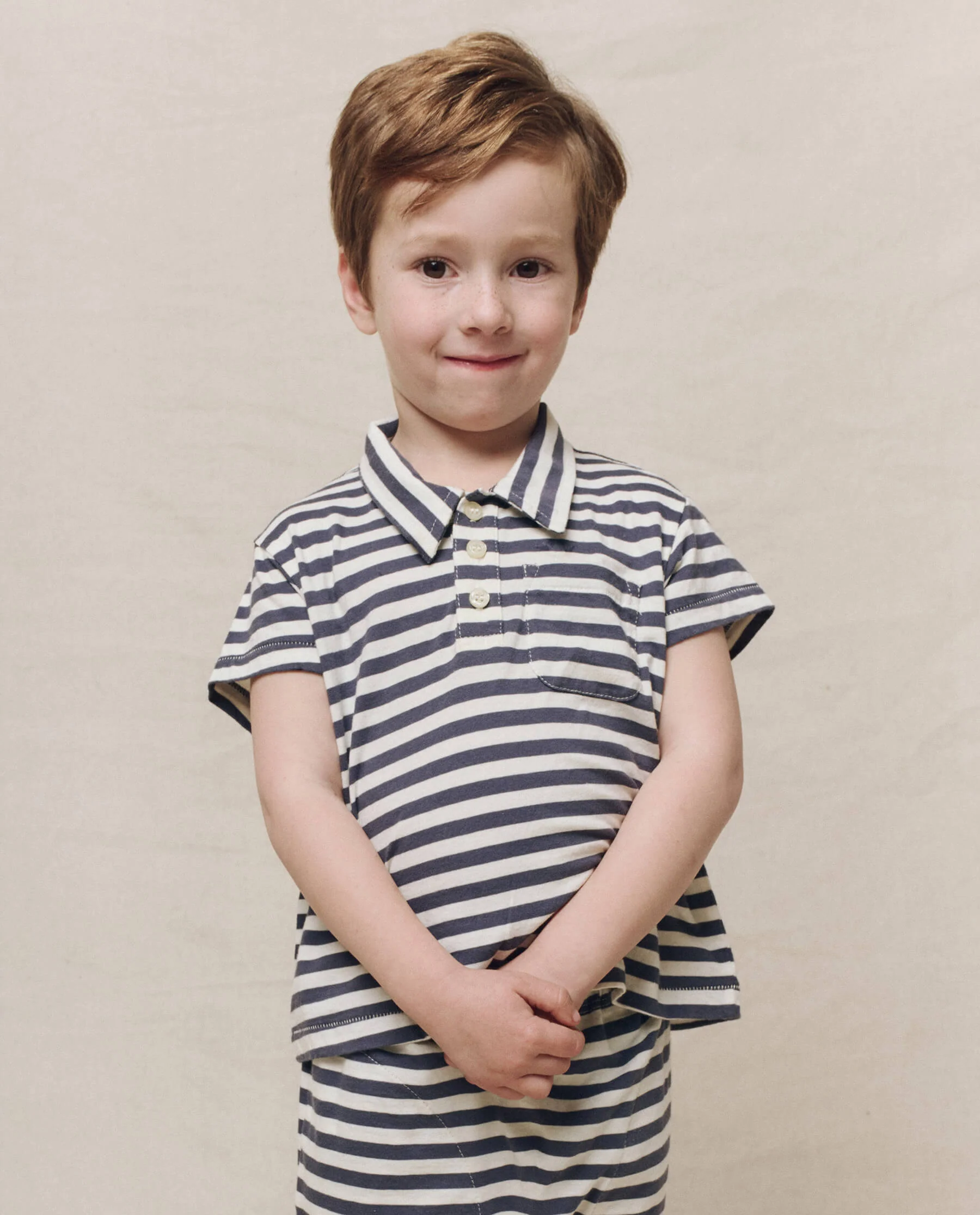 The Little Lacrosse Polo. -- Vintage Blue Stripe