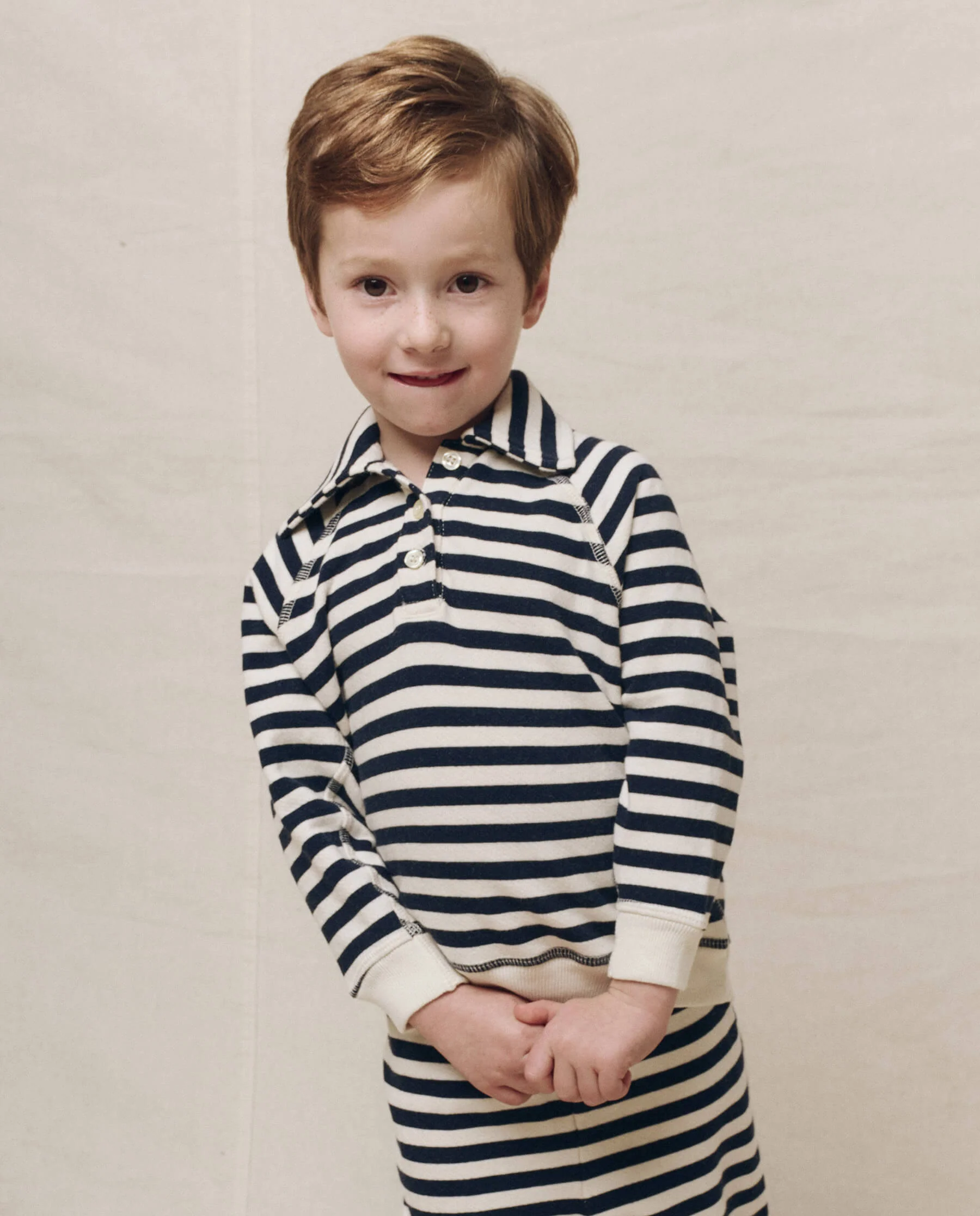 The Little Rugby Sweatshirt. -- Navy Sailor Stripe