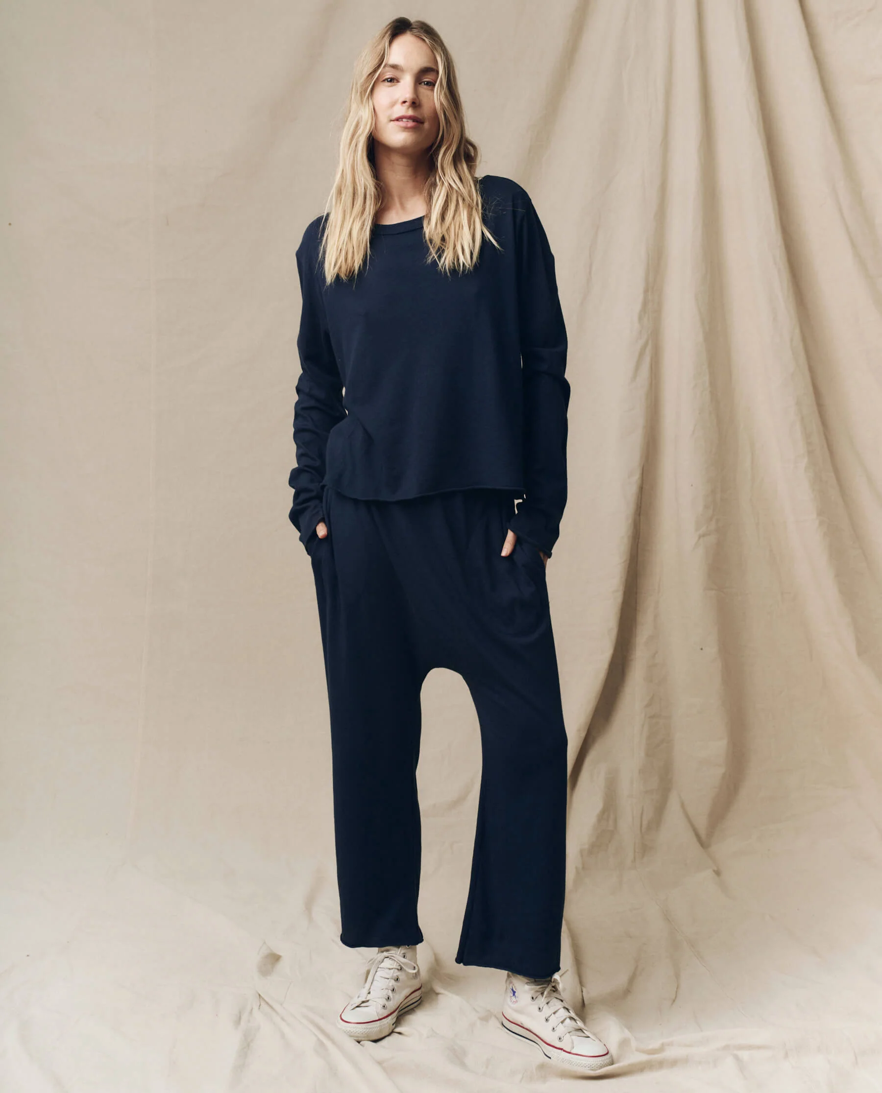 The Long Sleeve Crop Tee. -- True Navy - Image 4