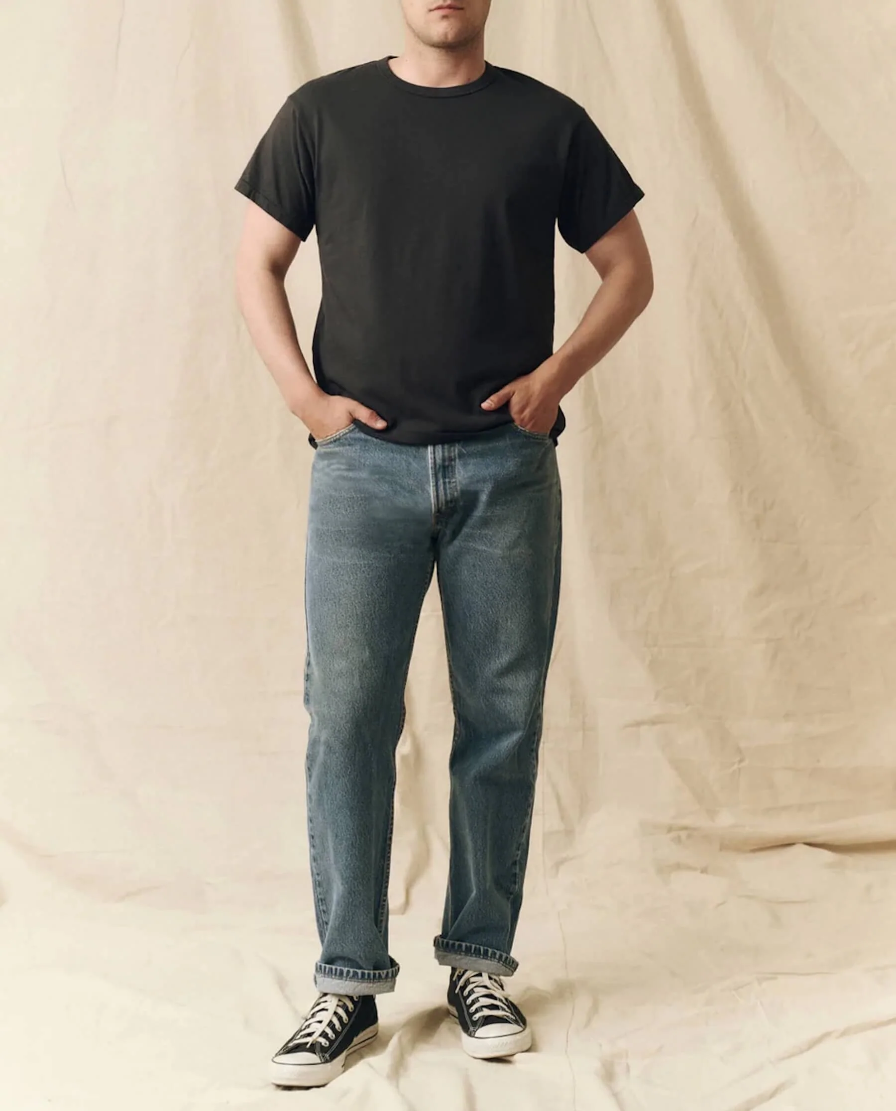 The Men's Pure Knits Boxy Crew. Solid -- Almost Black