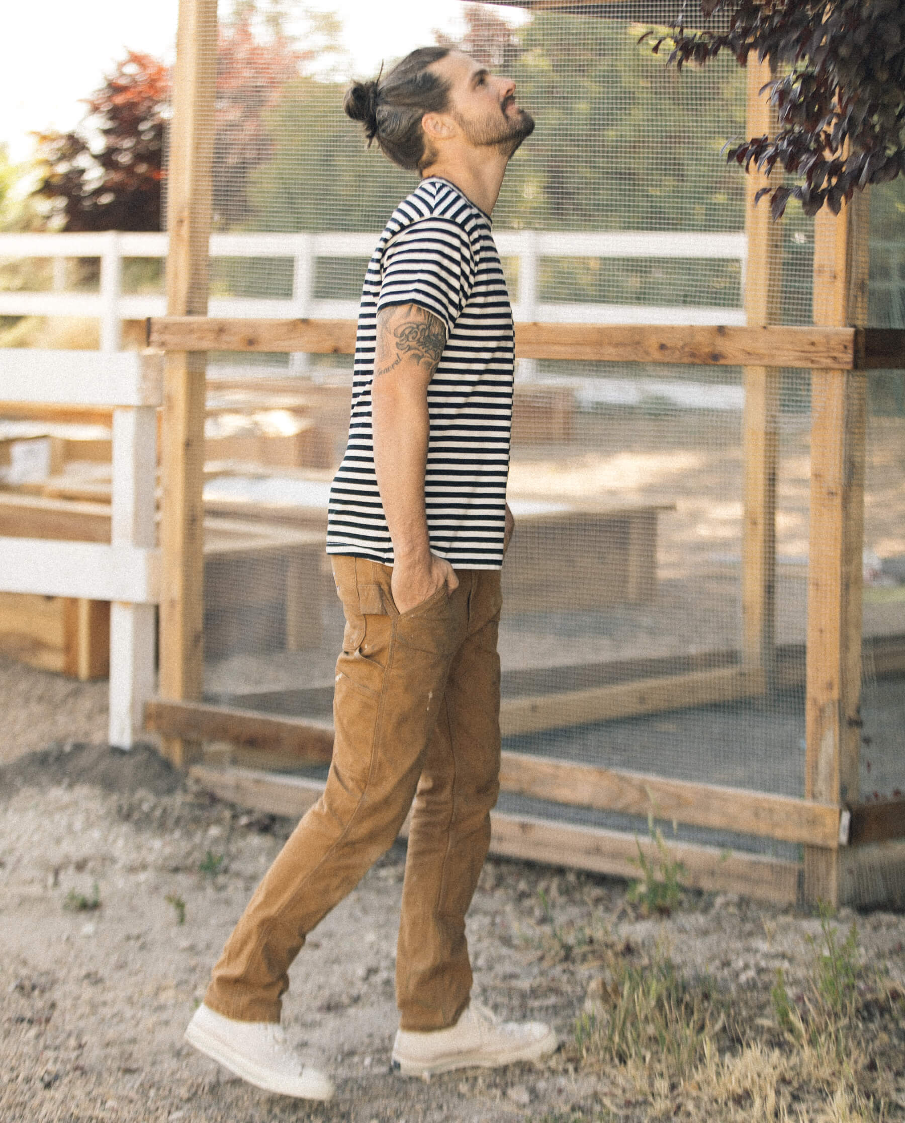 The Men's Boxy Crew. -- Black and Cream Stripe - Image 2
