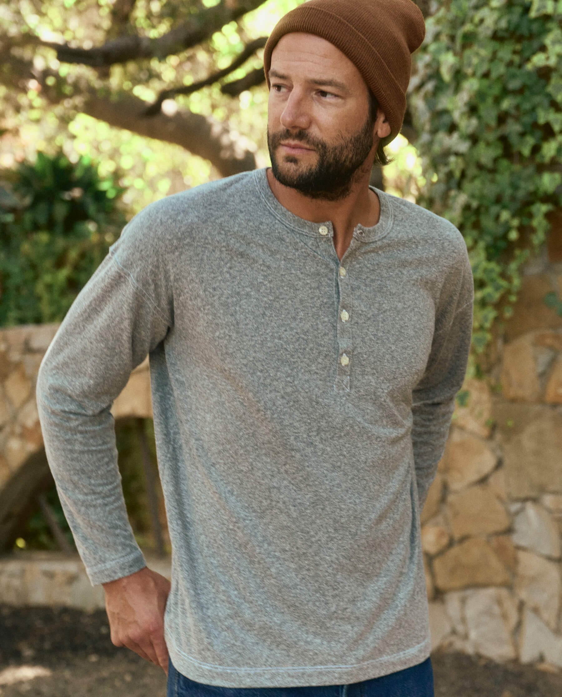 The Men's Boxy Henley. -- Heather Grey - Image 2
