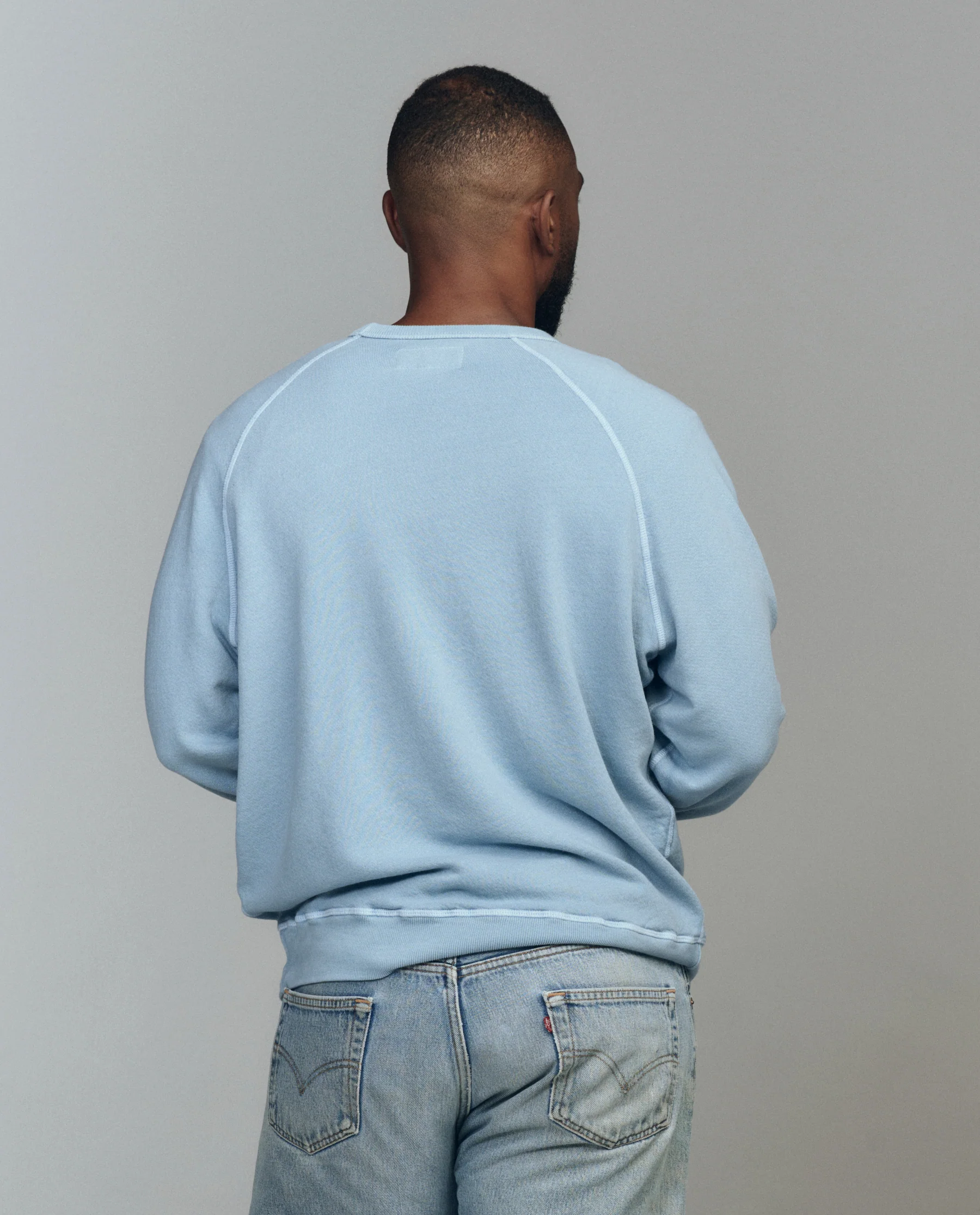 The Men's College Sweatshirt. Graphic -- Confection Blue with Happy Hannukah Graphic - Image 2
