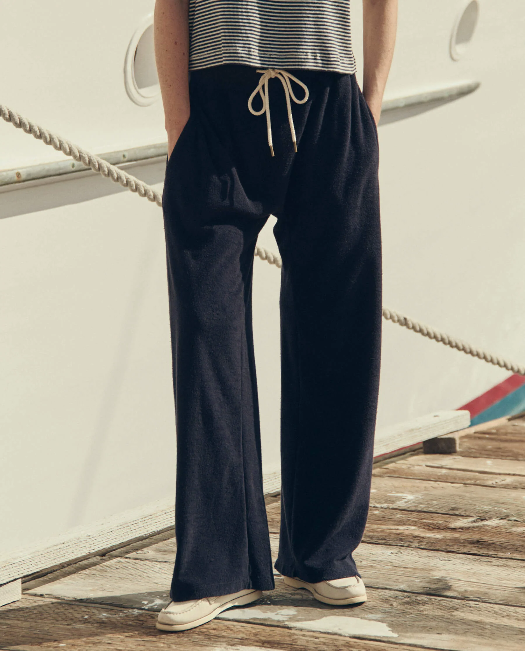 The Micro Terry Horseshoe Sweatpant. -- Navy