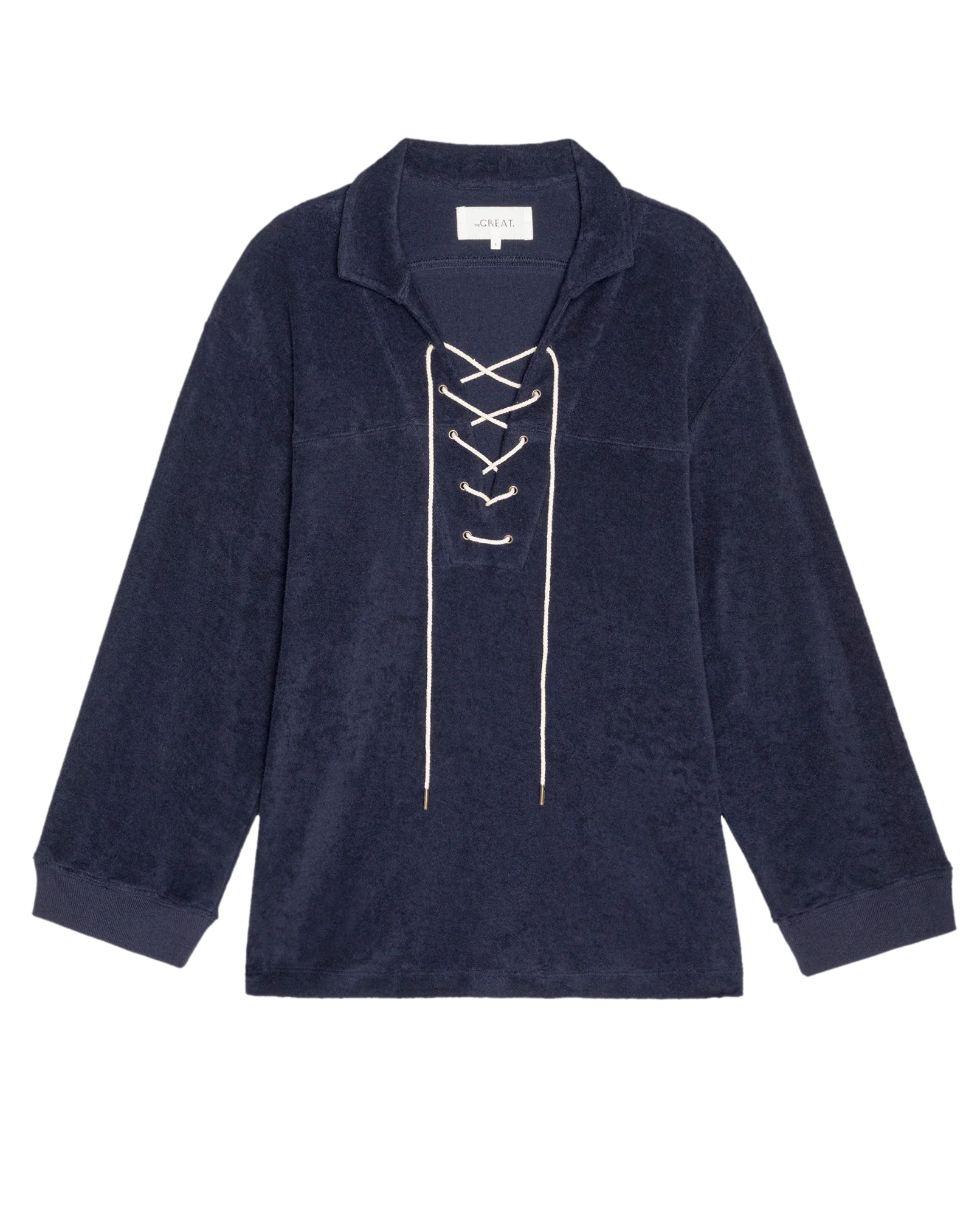 The Micro Terry Lace Up Tunic. -- Navy - Image 6