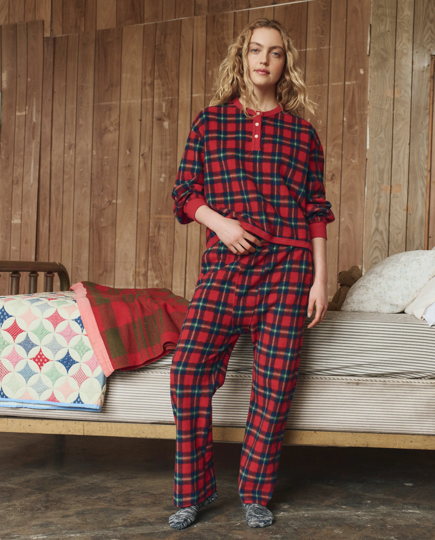 The Plush Fleece Henley Sleep Sweatshirt. -- Cedarwoods Plaid - Image 5