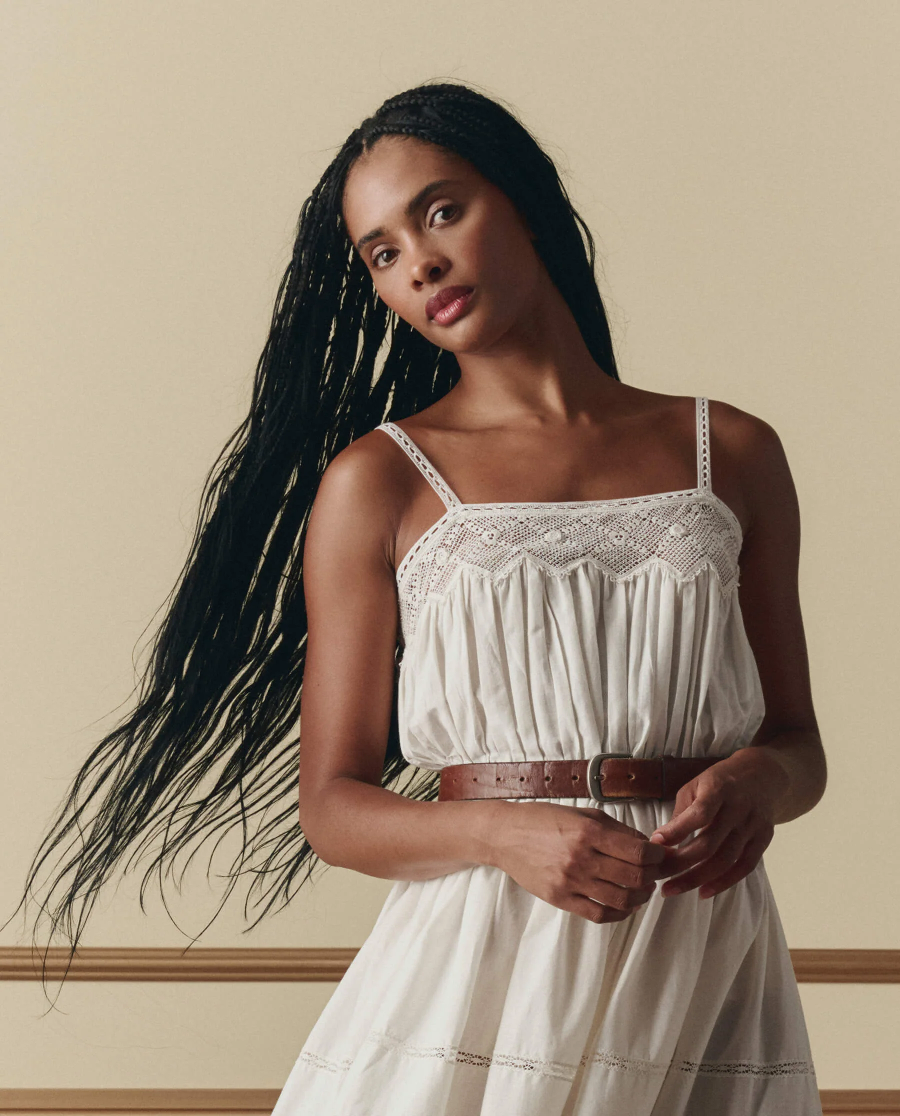 The Rosette Crochet Dress. -- Cream - Image 2