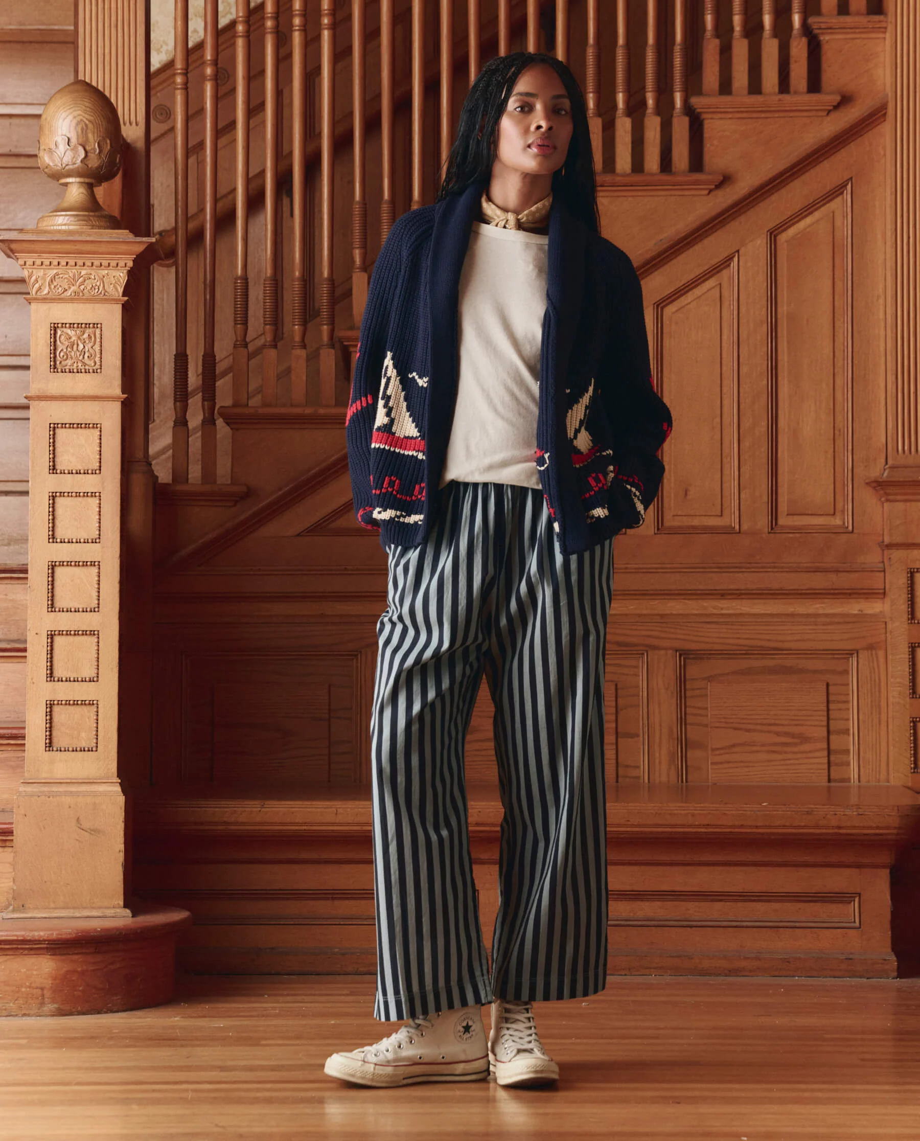 The Sailboat Lodge Cardigan. -- Dark Navy - Image 4