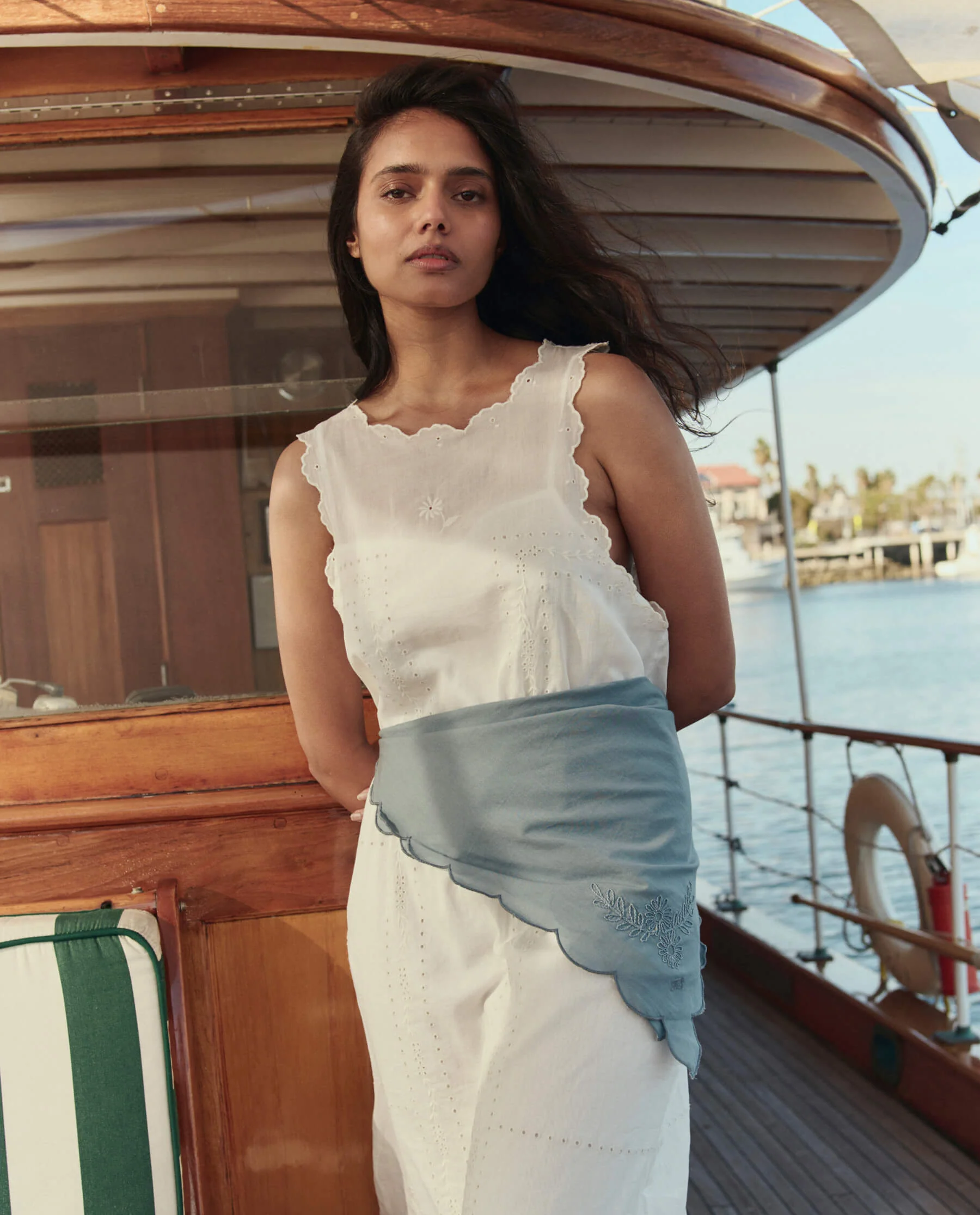 The Scalloped Eyelet Shift Dress. -- White - Image 4