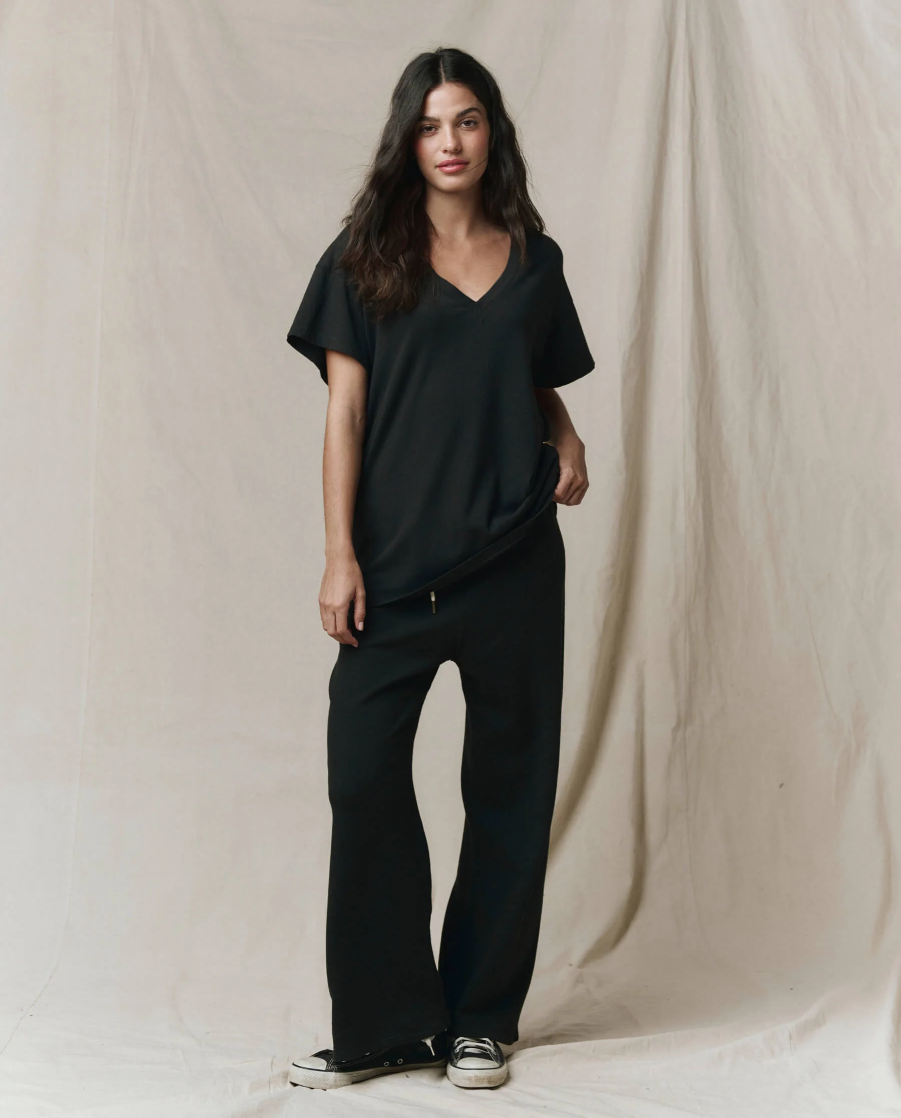 The Slouchy V-Neck Tee. -- Almost Black - Image 2