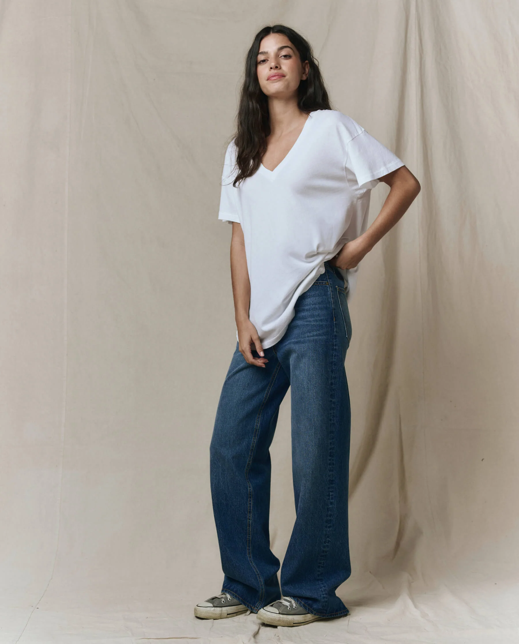The Slouchy V-Neck Tee. -- True White - Image 2