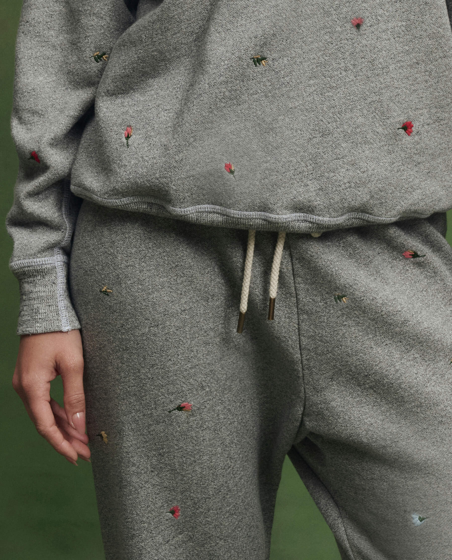 The Stadium Sweatpant w/ Tossed Floral Embroidery. -- Varsity Grey - Image 4