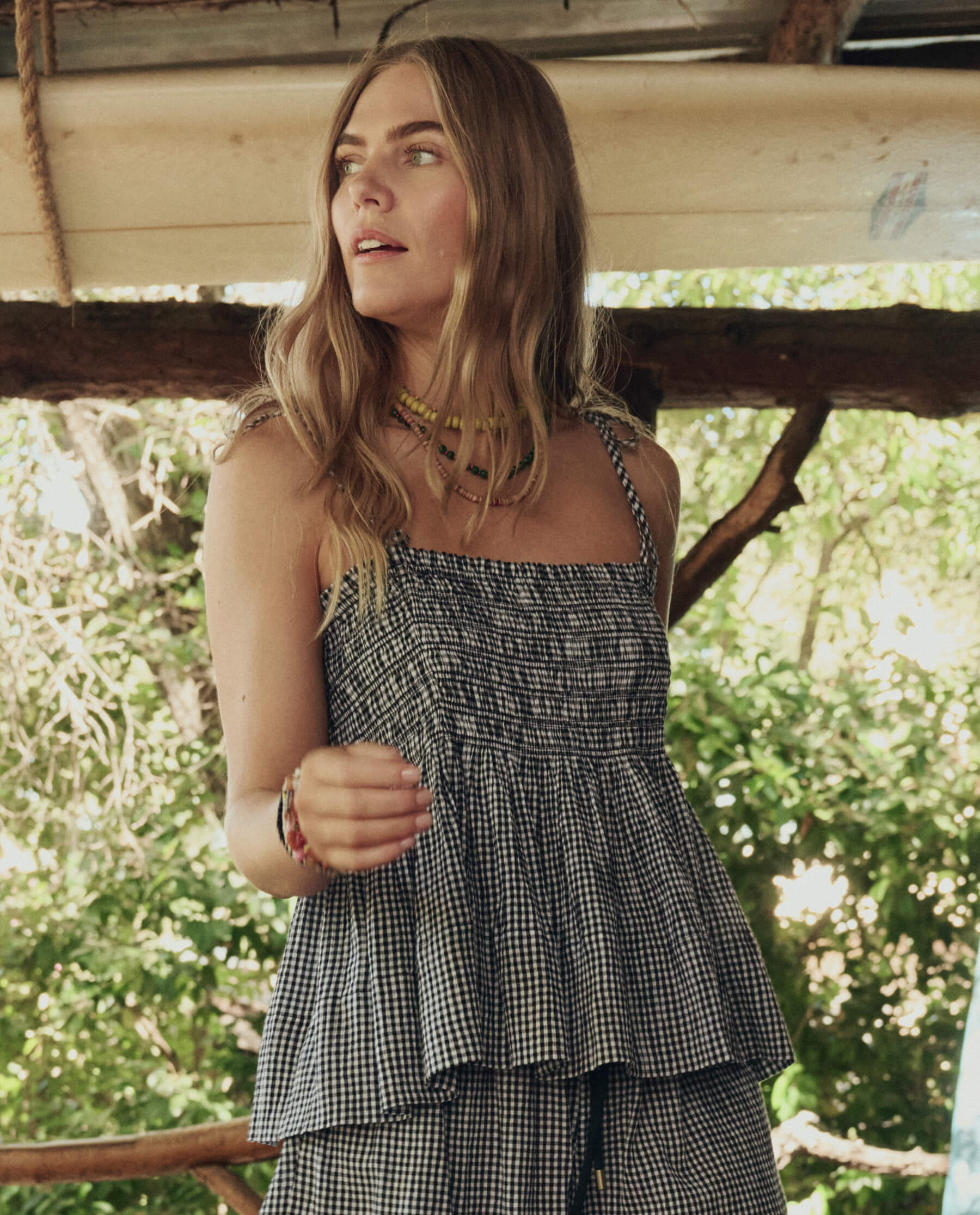 The Tide Smocked Top. -- Black And Cream Check - Image 2