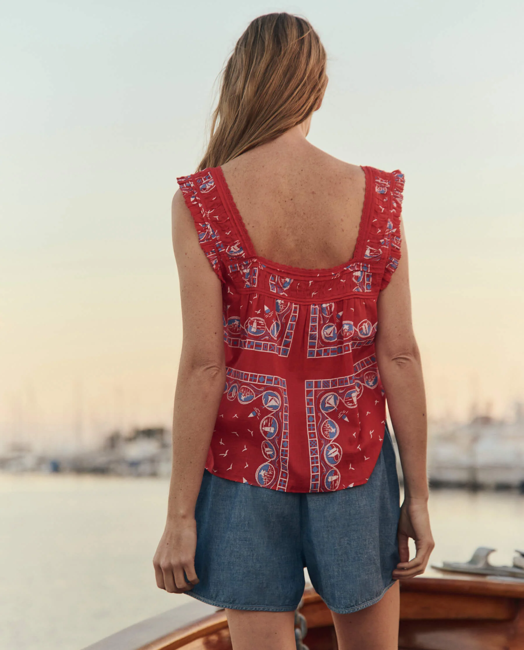 The Victorian Pleat Tank. -- Red Sailboat Bandana - Image 4